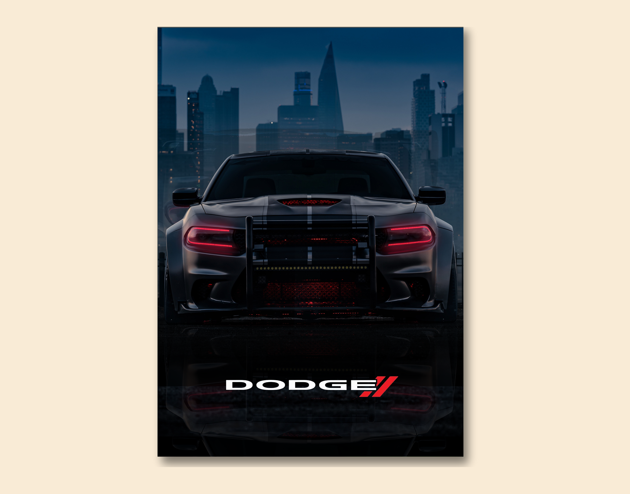 "DODGE CHARGER"- Shiny & Sturdy Metallic Poster  Art That Pops & Sticks