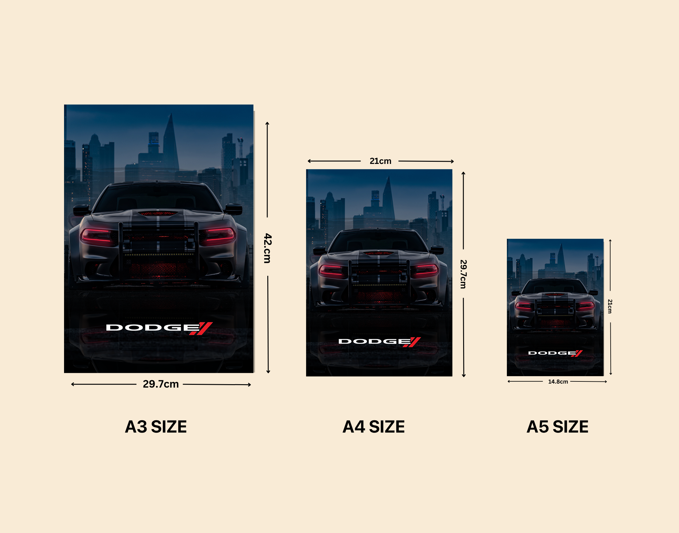 "DODGE CHARGER"- Shiny & Sturdy Metallic Poster  Art That Pops & Sticks
