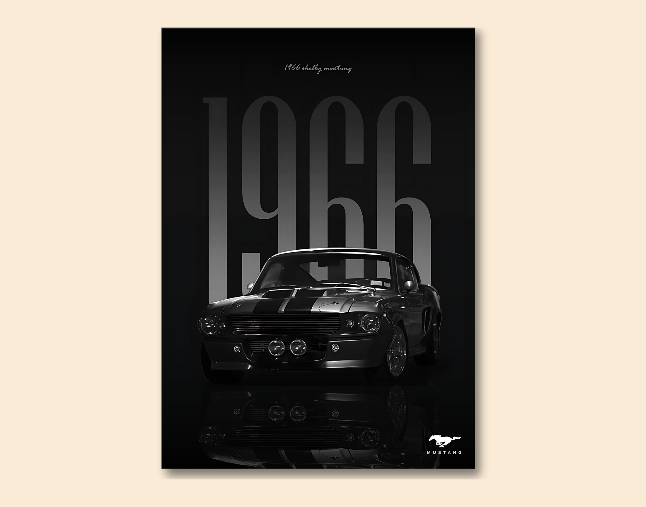 "THE VINTAGE MUSTANG - SHELBY 1966"- Shiny & Sturdy Metallic Poster  Art That Pops & Sticks