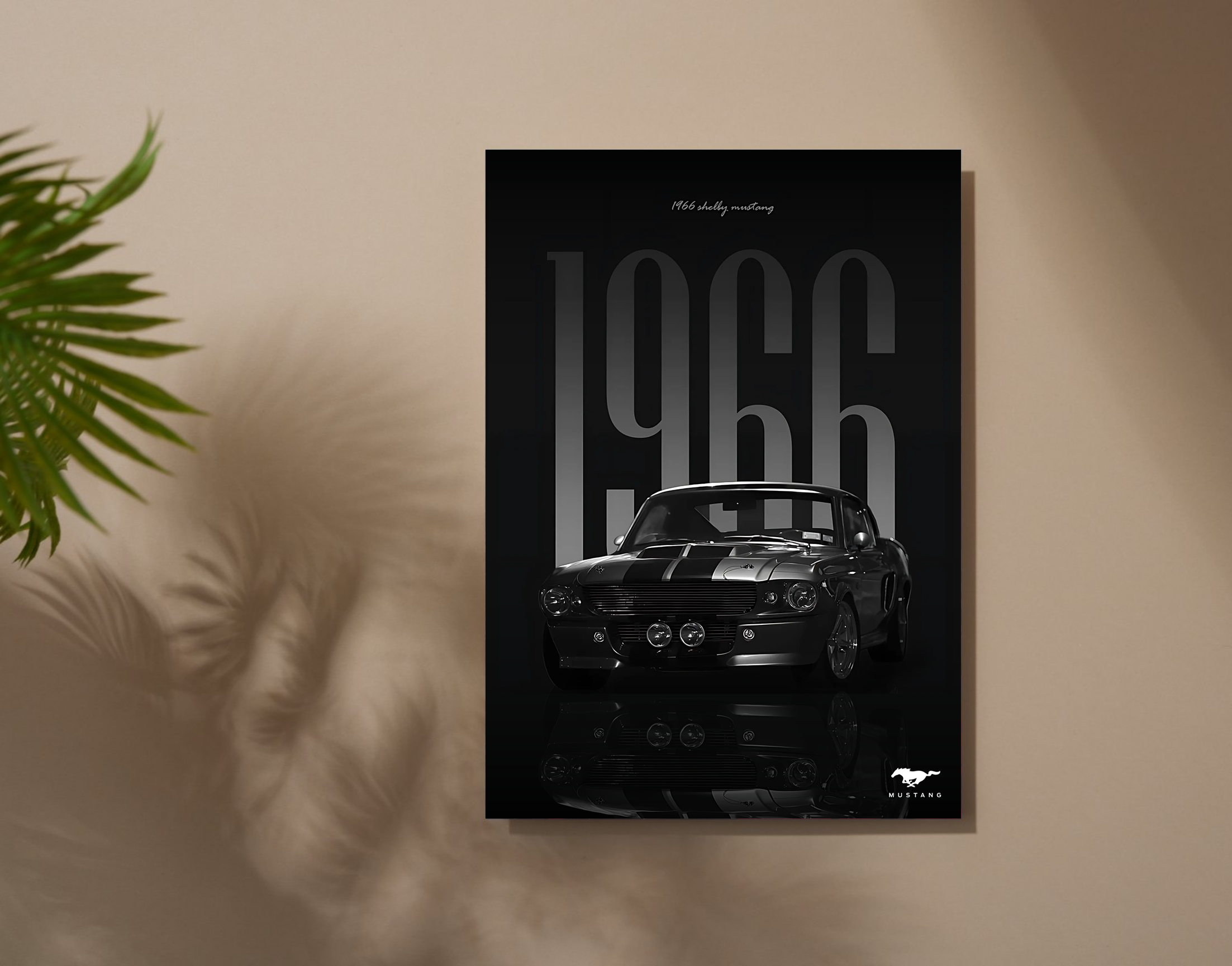 "THE VINTAGE MUSTANG - SHELBY 1966"- Shiny & Sturdy Metallic Poster  Art That Pops & Sticks