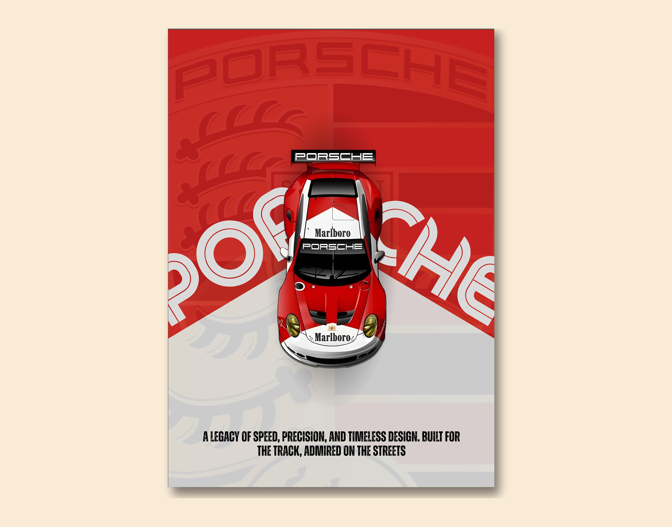 "PORSCHE 911 RSR - BORN TO RACE"- Shiny & Sturdy Metallic Poster  Art That Pops & Sticks