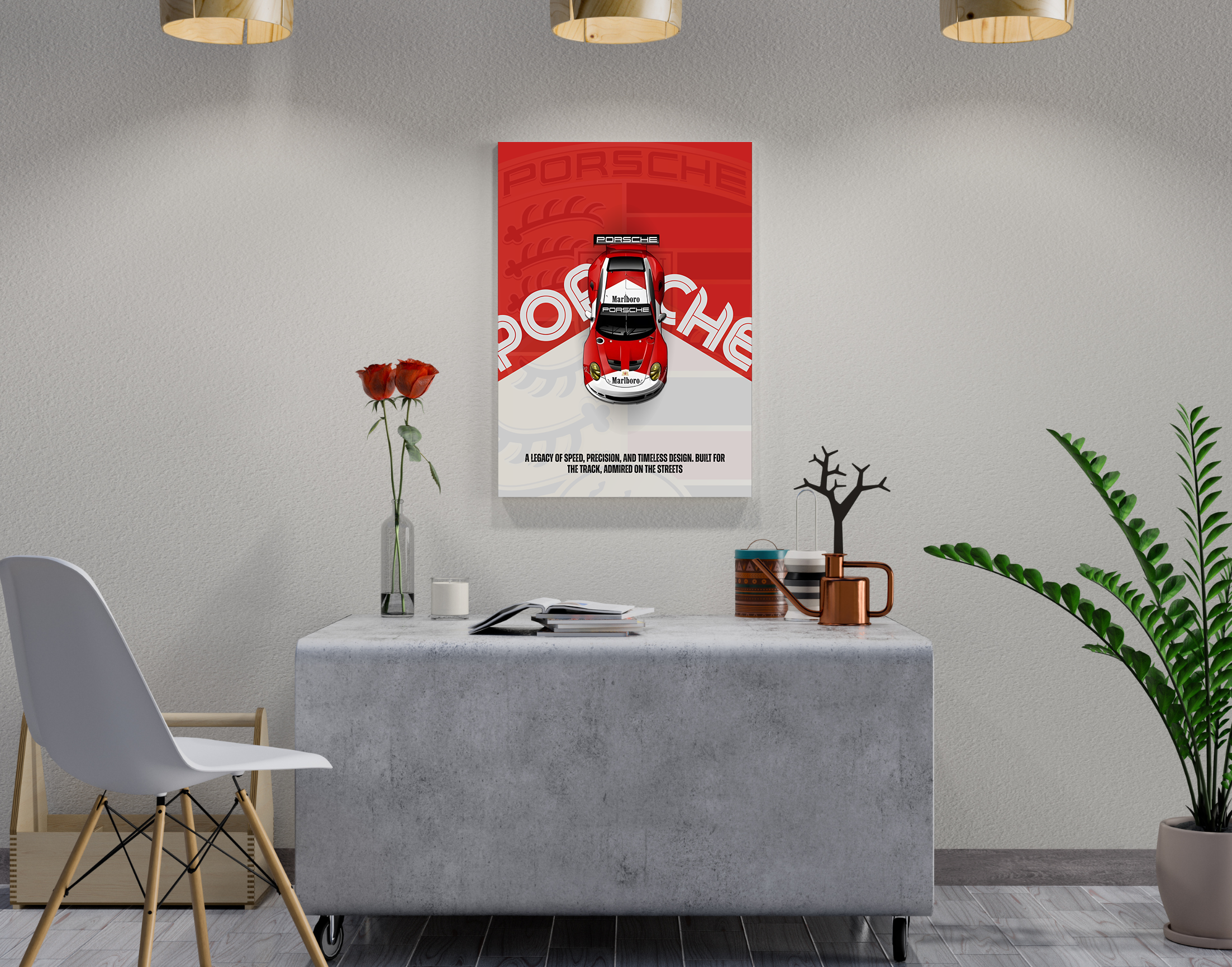 "PORSCHE 911 RSR - BORN TO RACE"- Shiny & Sturdy Metallic Poster  Art That Pops & Sticks