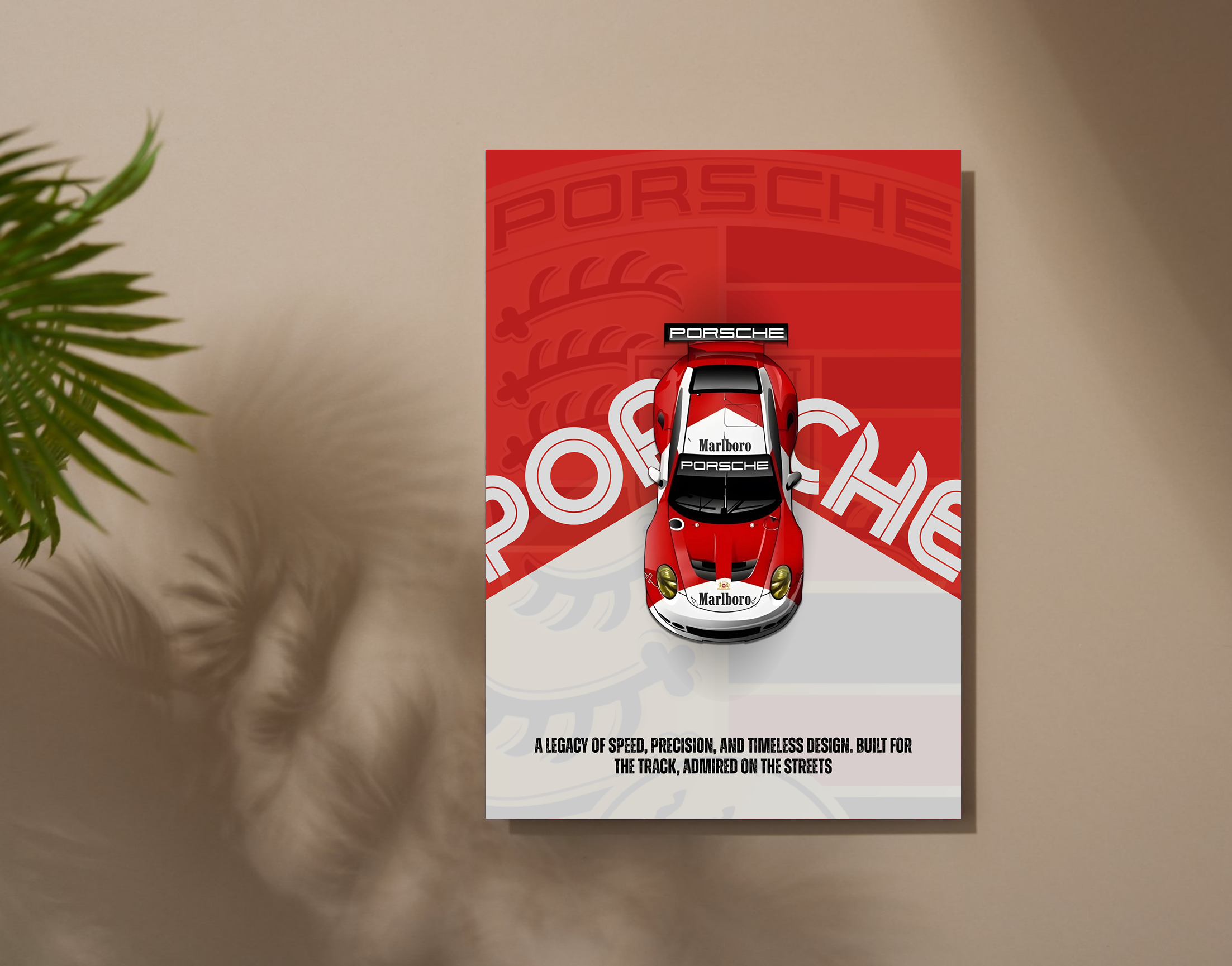 "PORSCHE 911 RSR - BORN TO RACE"- Shiny & Sturdy Metallic Poster  Art That Pops & Sticks