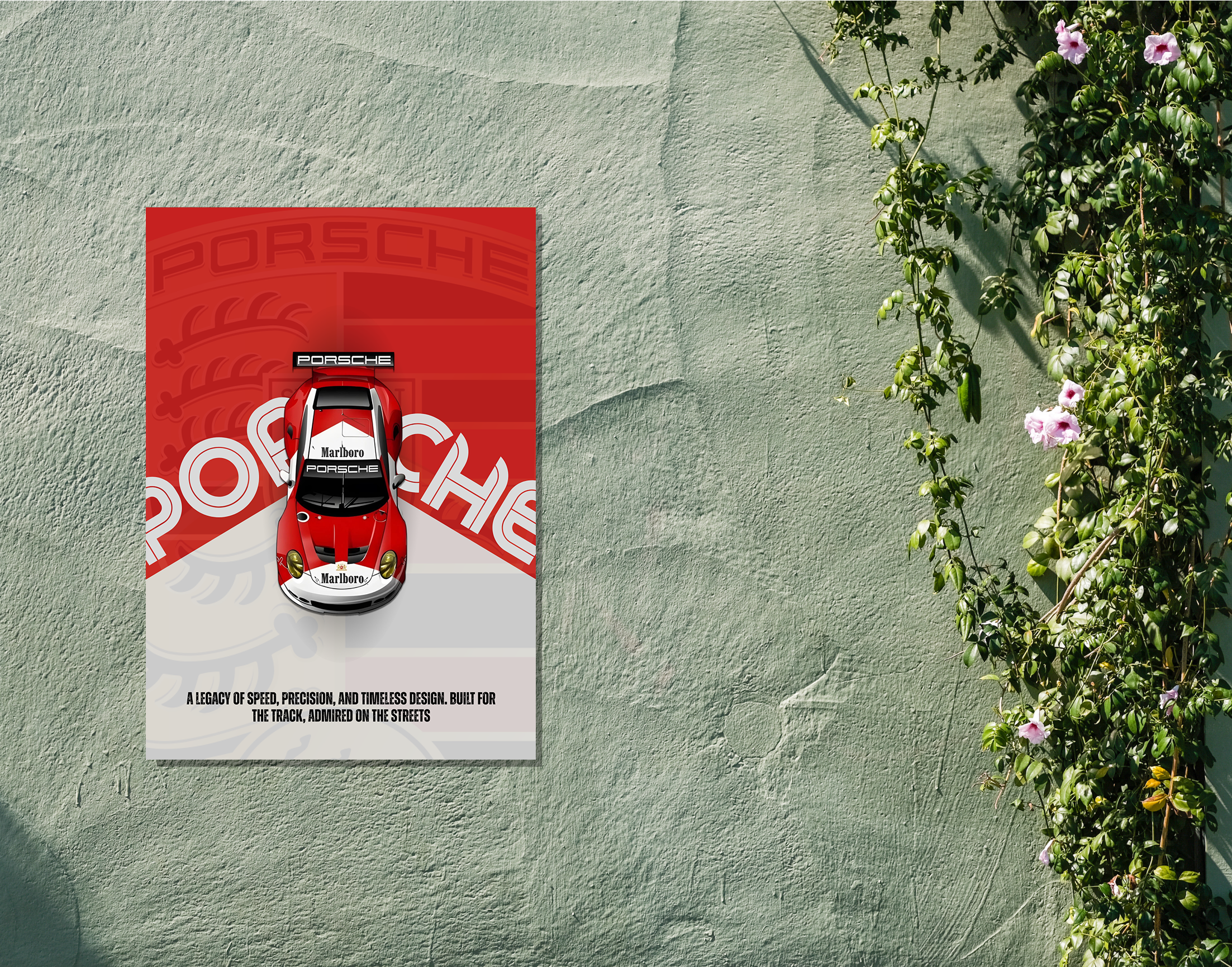 "PORSCHE 911 RSR - BORN TO RACE"- Shiny & Sturdy Metallic Poster  Art That Pops & Sticks