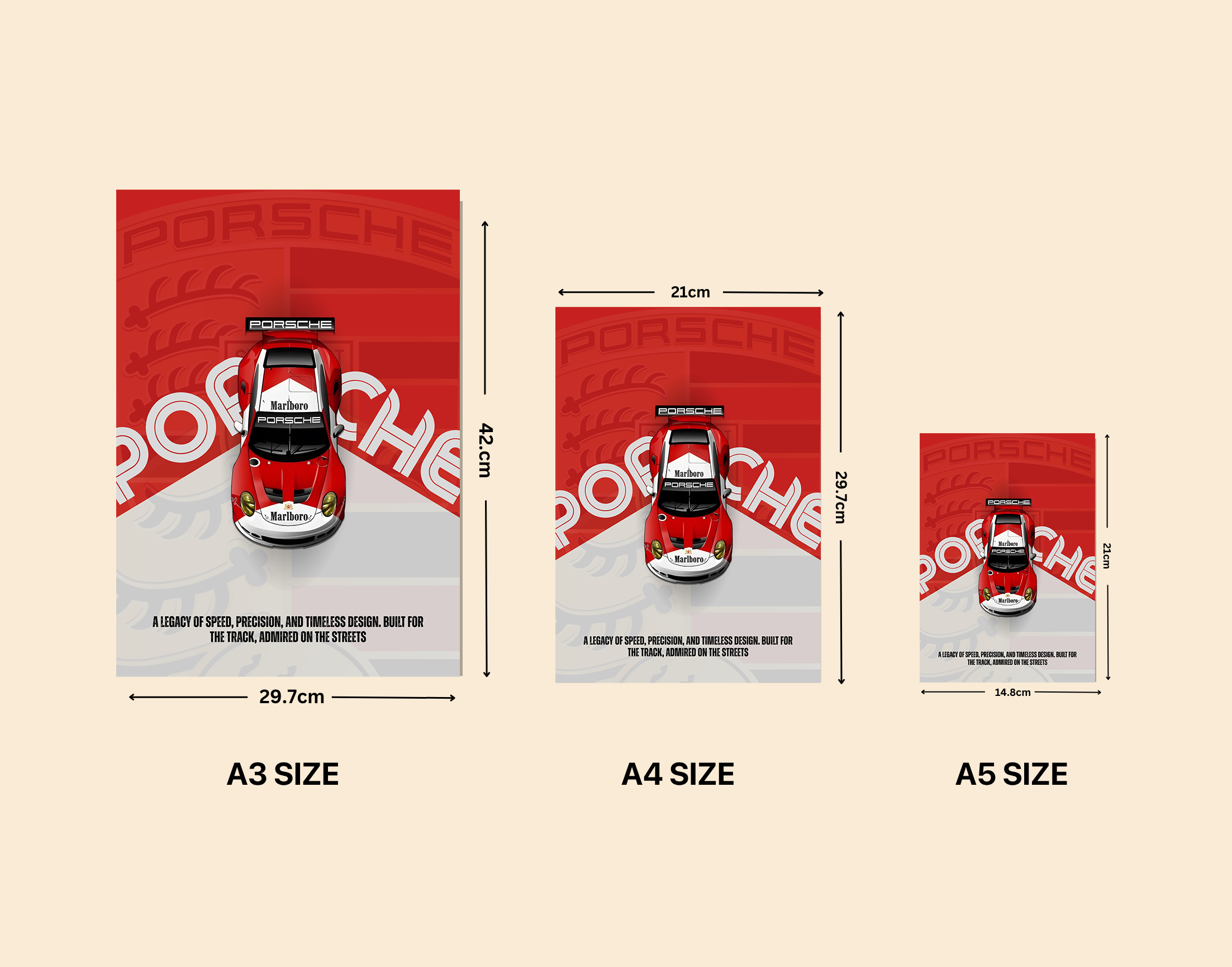 "PORSCHE 911 RSR - BORN TO RACE"- Shiny & Sturdy Metallic Poster  Art That Pops & Sticks