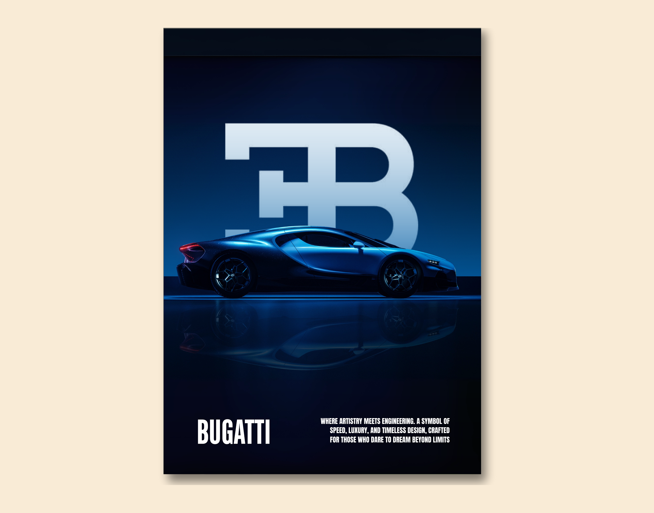 "BUGATTI -  SPEED MONARCH"- Shiny & Sturdy Metallic Poster  Art That Pops & Sticks