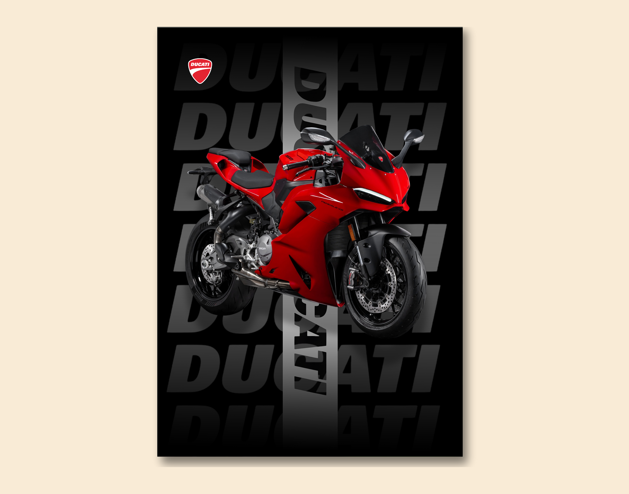 "DUCATI BIKE"- Shiny & Sturdy Metallic Poster  Art That Pops & Sticks