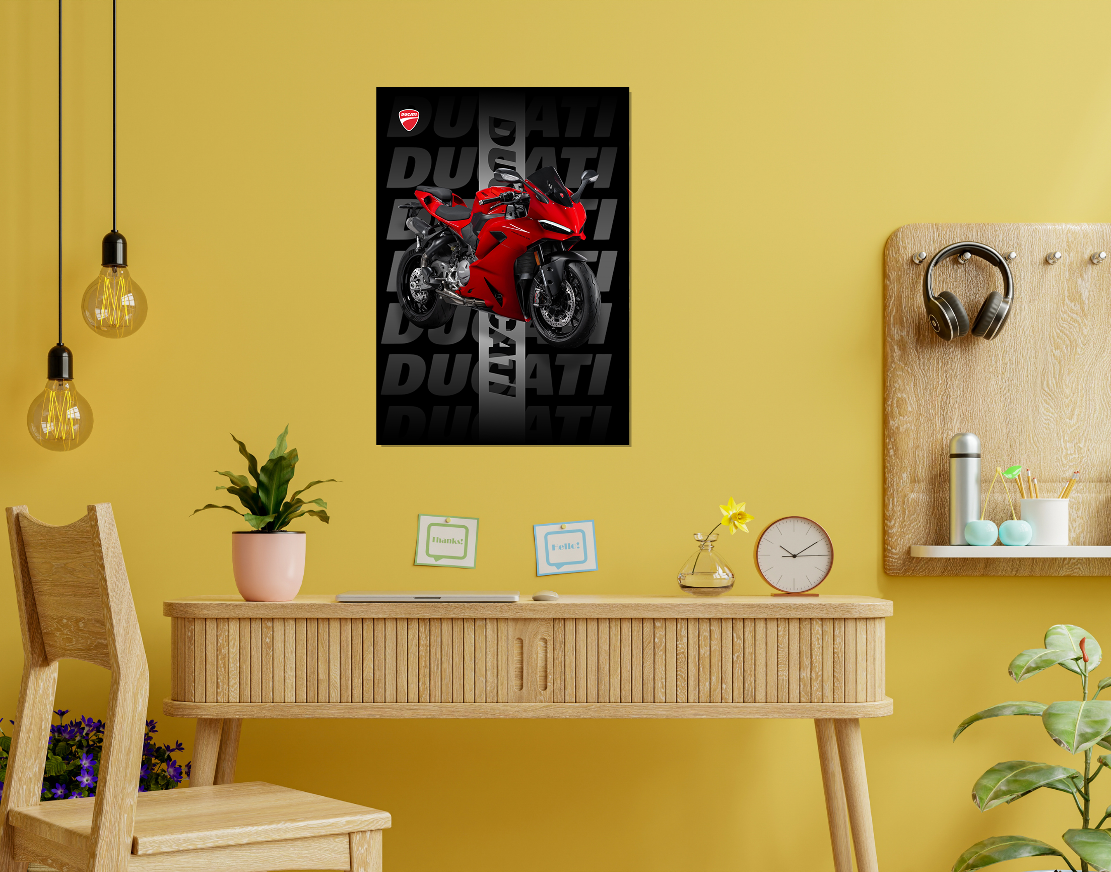 "DUCATI BIKE"- Shiny & Sturdy Metallic Poster  Art That Pops & Sticks