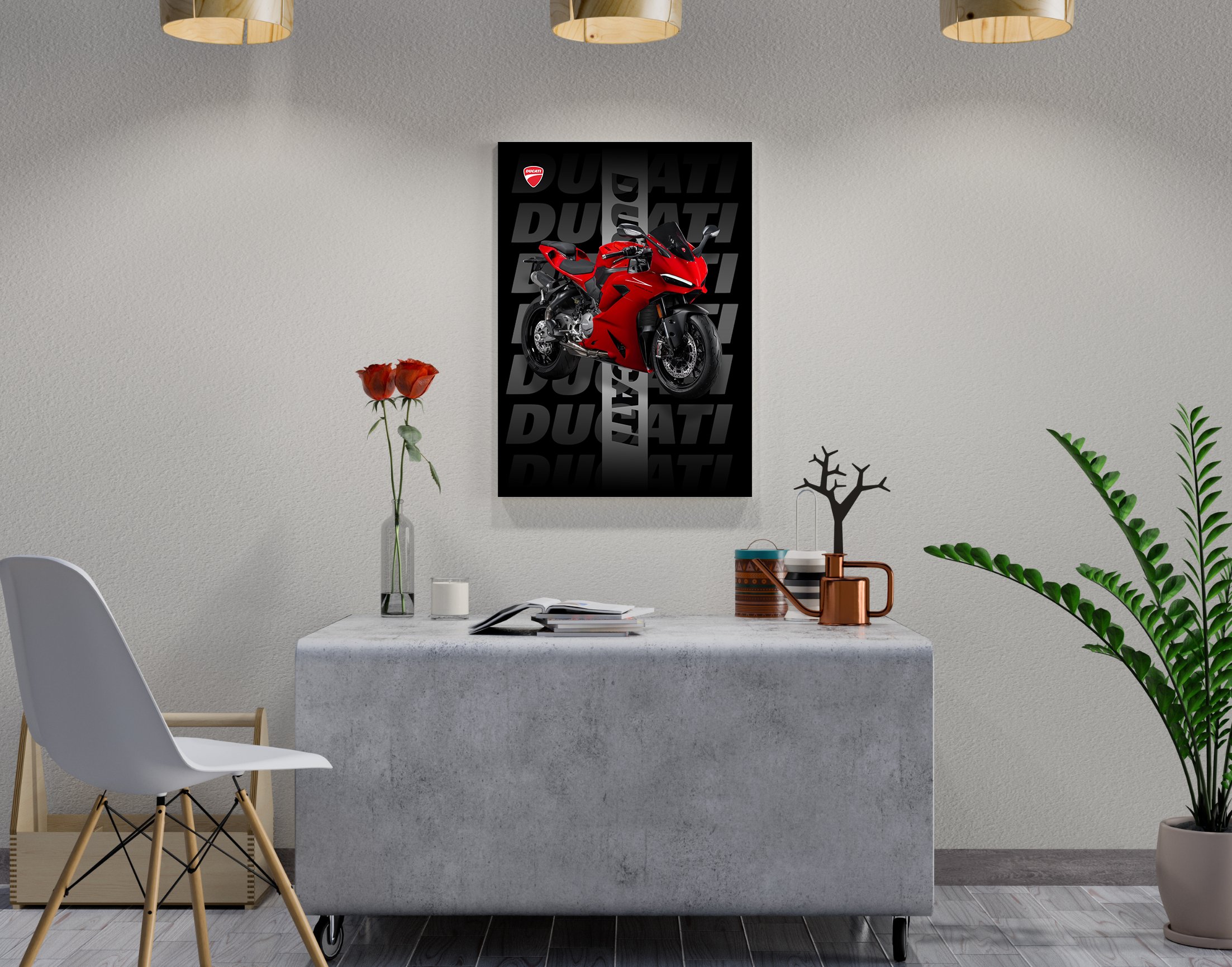 "DUCATI BIKE"- Shiny & Sturdy Metallic Poster  Art That Pops & Sticks