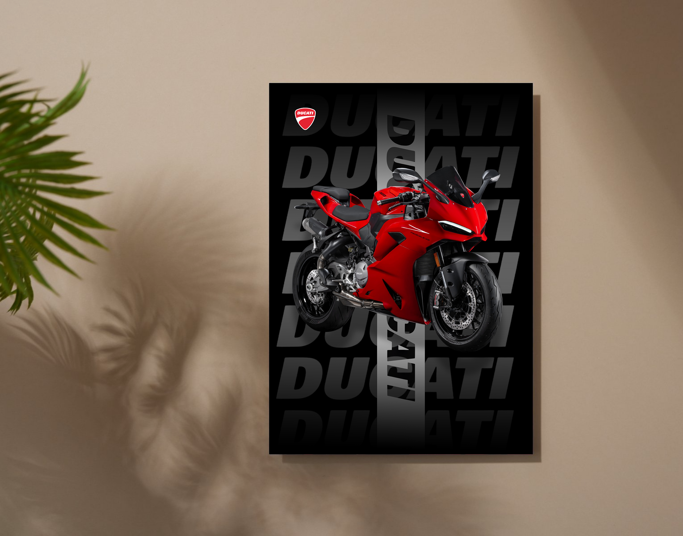 "DUCATI BIKE"- Shiny & Sturdy Metallic Poster  Art That Pops & Sticks