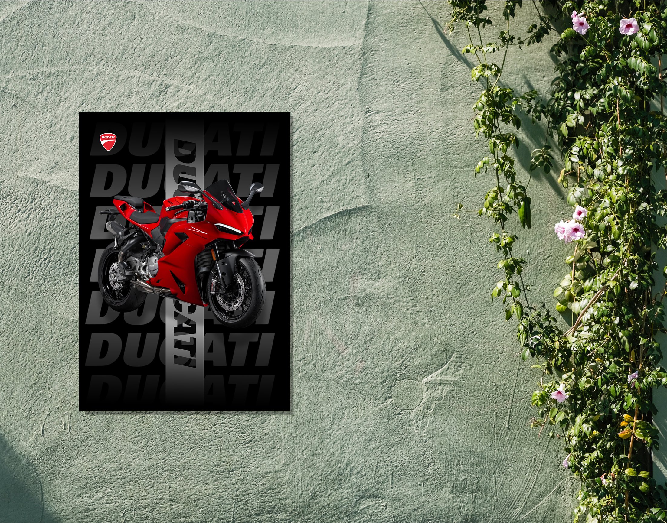 "DUCATI BIKE"- Shiny & Sturdy Metallic Poster  Art That Pops & Sticks