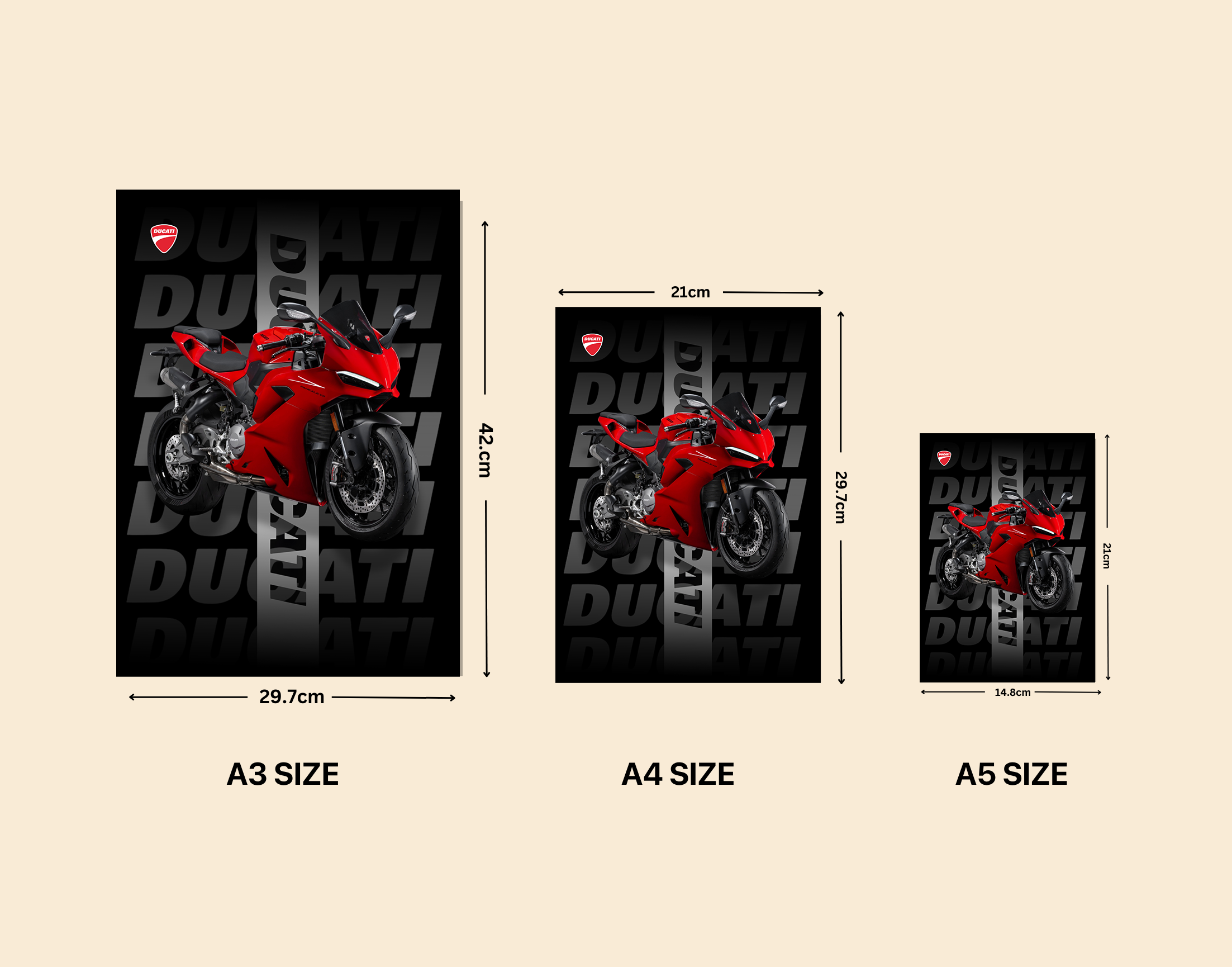 "DUCATI BIKE"- Shiny & Sturdy Metallic Poster  Art That Pops & Sticks