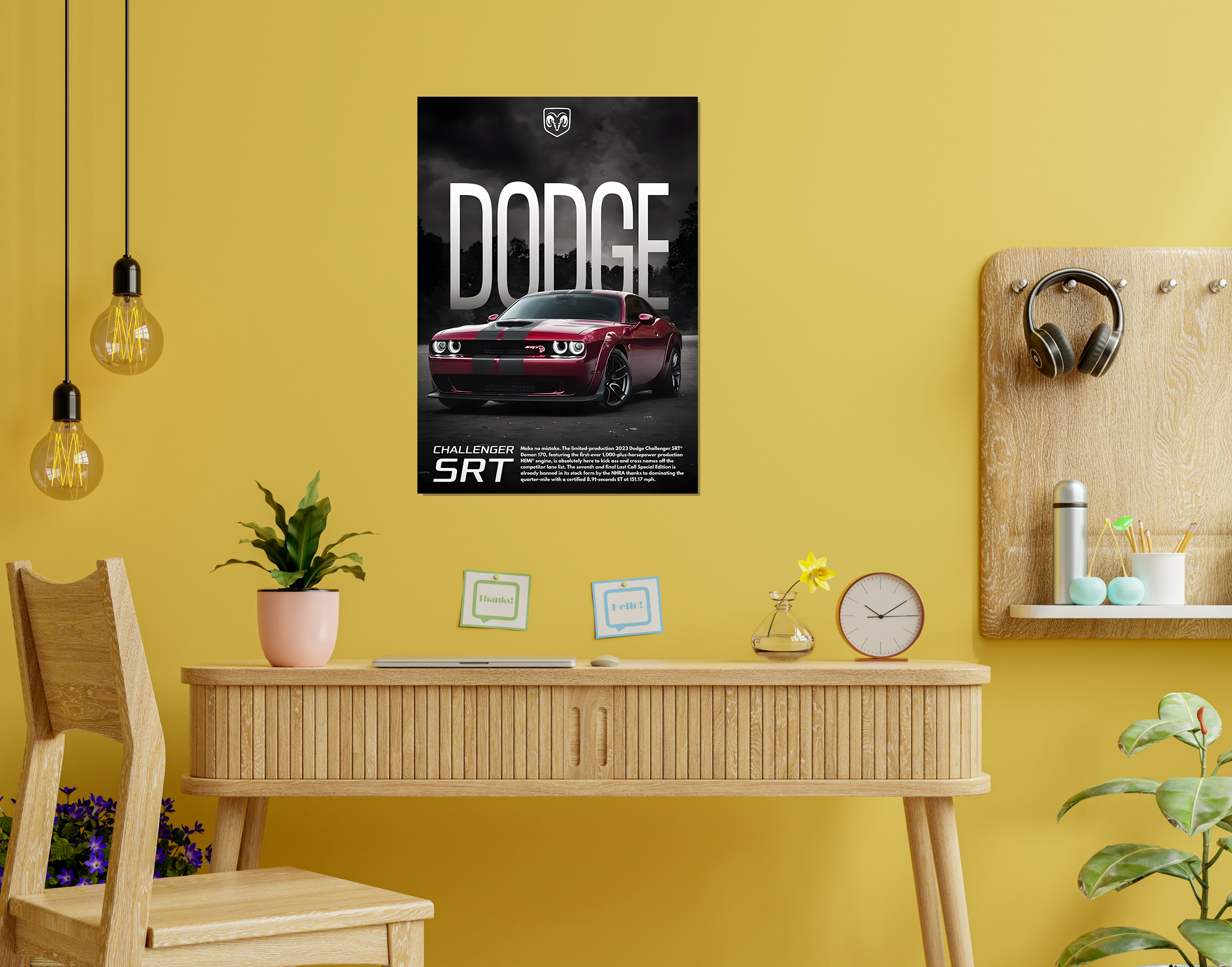 "DODGE CHALLENGER SRT"- Shiny & Sturdy Metallic Poster  Art That Pops & Sticks