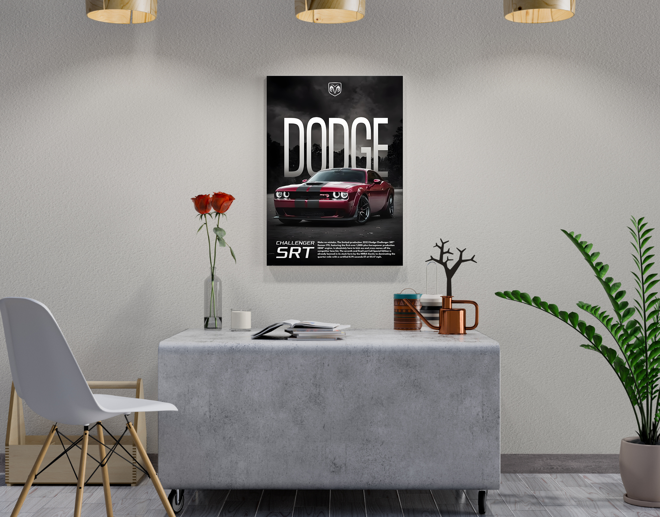 "DODGE CHALLENGER SRT"- Shiny & Sturdy Metallic Poster  Art That Pops & Sticks