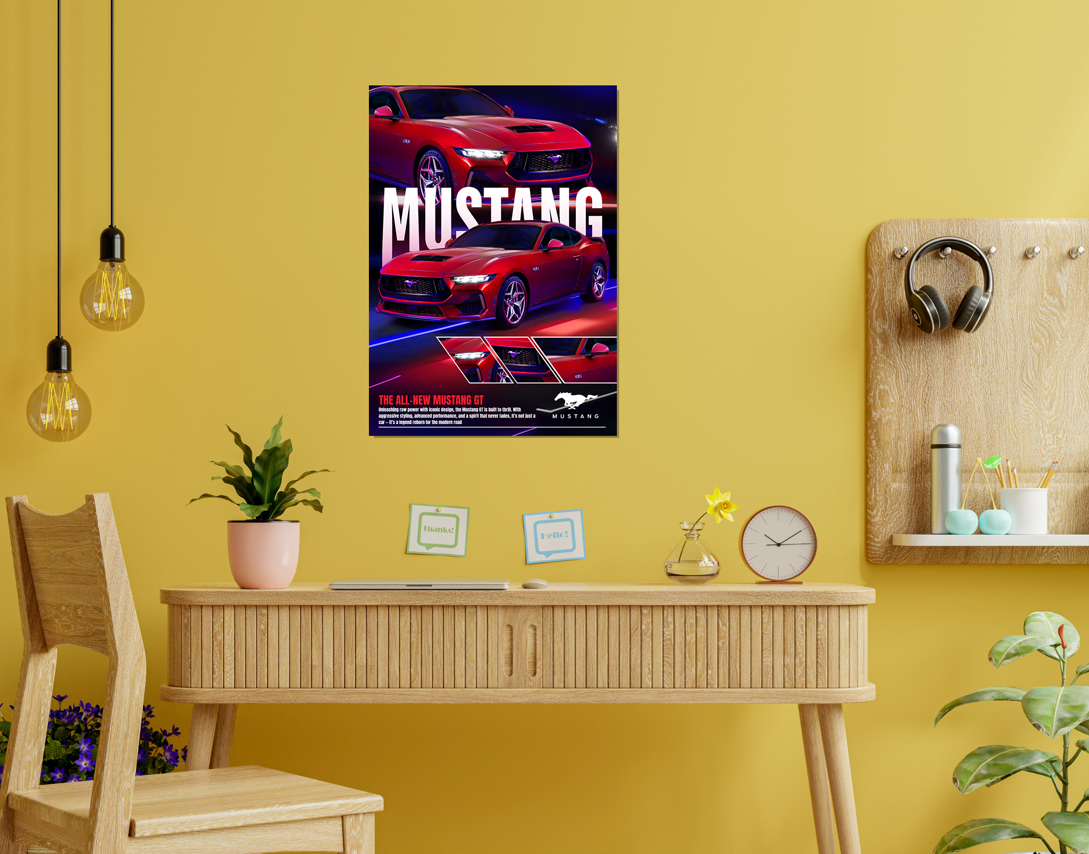 "ALL NEW MUSTANG GT"- Shiny & Sturdy Metallic Poster  Art That Pops & Sticks