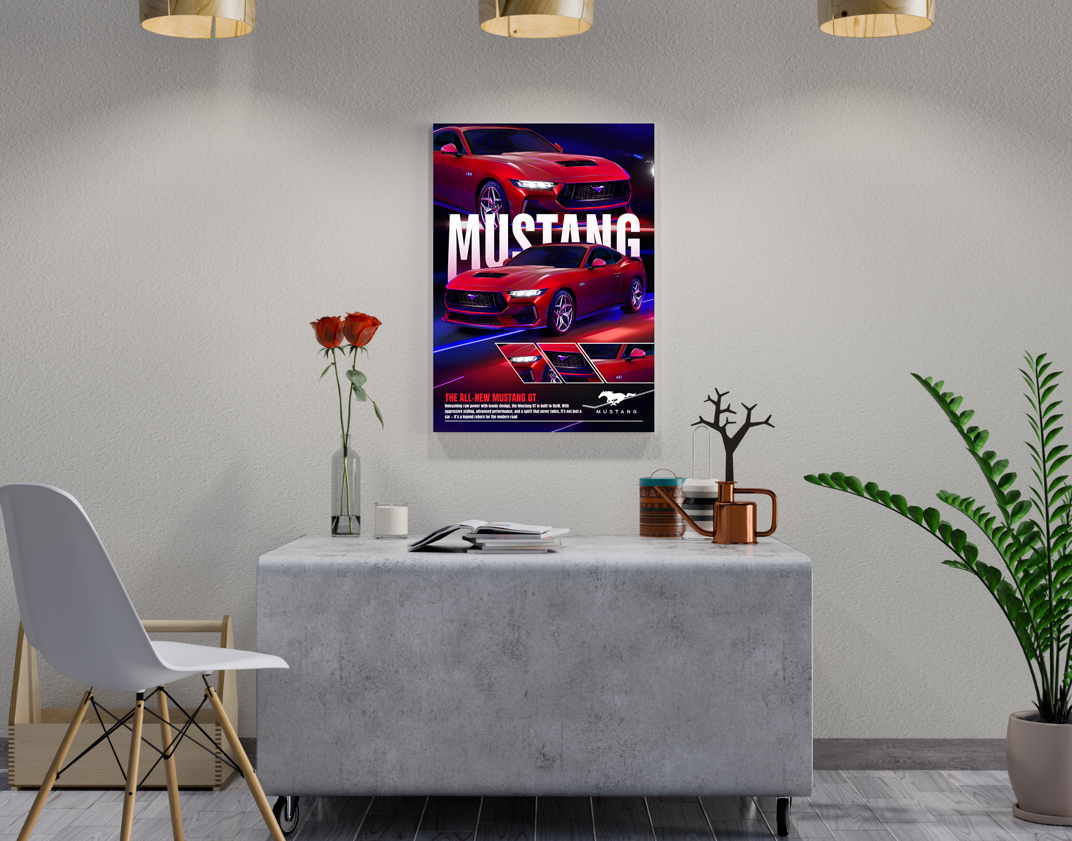 "ALL NEW MUSTANG GT"- Shiny & Sturdy Metallic Poster  Art That Pops & Sticks