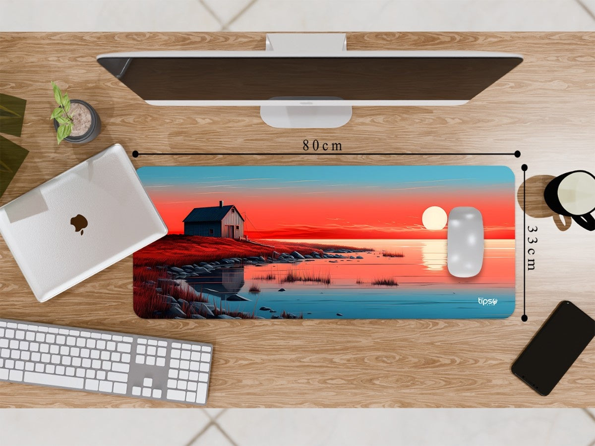 "SERENE LAKESIDE CABIN SUNSET" Gaming Mousepad Elevate Your Gaming Experience