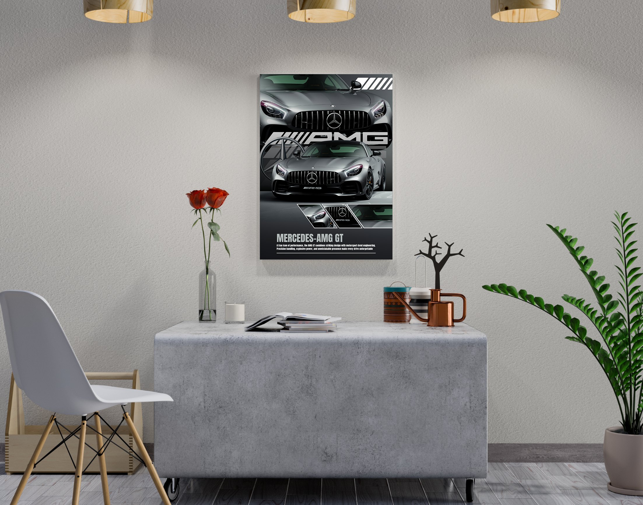 "MERCEDES- AMG GT - EXPLOSIVE POWER"- Shiny & Sturdy Metallic Poster  Art That Pops & Sticks