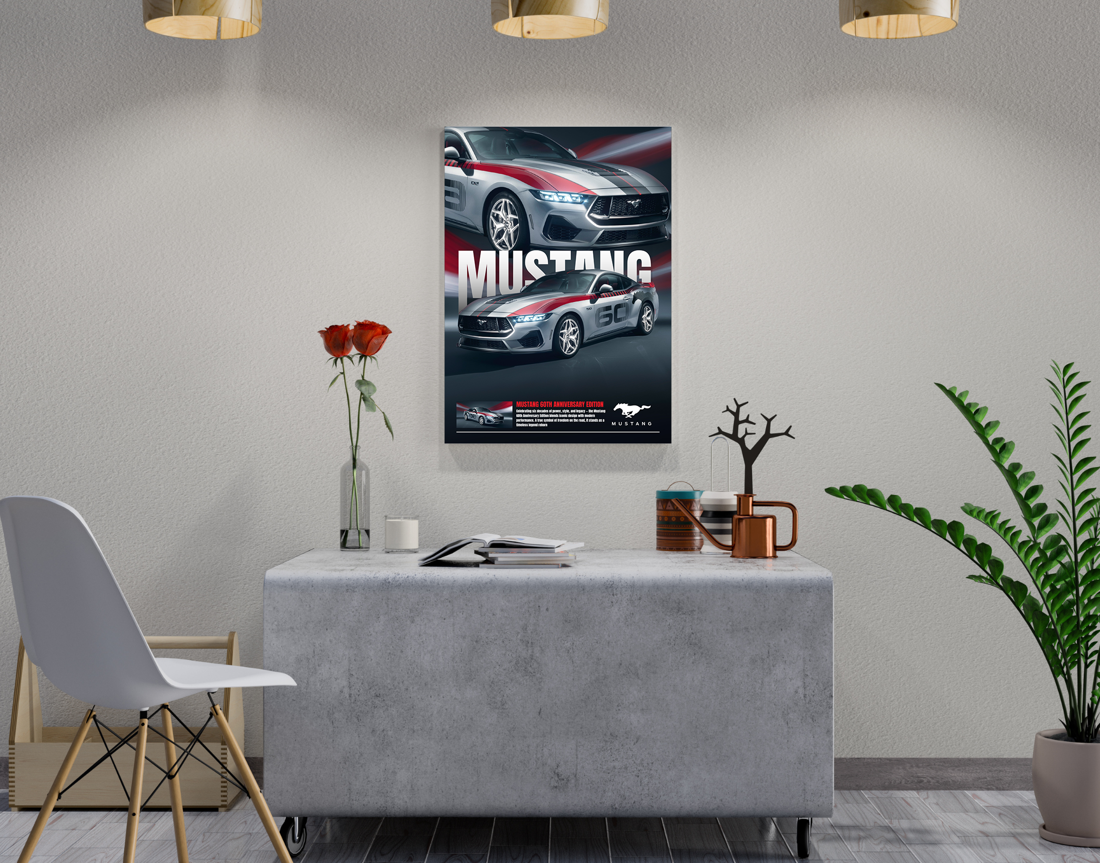 "MUSTANG 60TH  ANNIVERSARY EDITION "- Shiny & Sturdy Metallic Poster  Art That Pops & Sticks