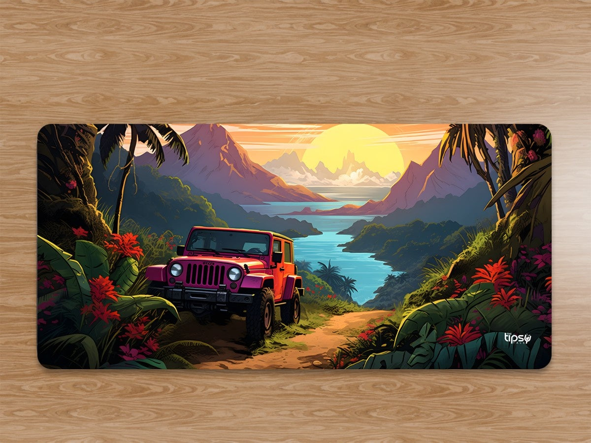 "PINK WRANGLER JUNGLE SUNSET BAY" Gaming Mousepad Elevate Your Gaming Experience