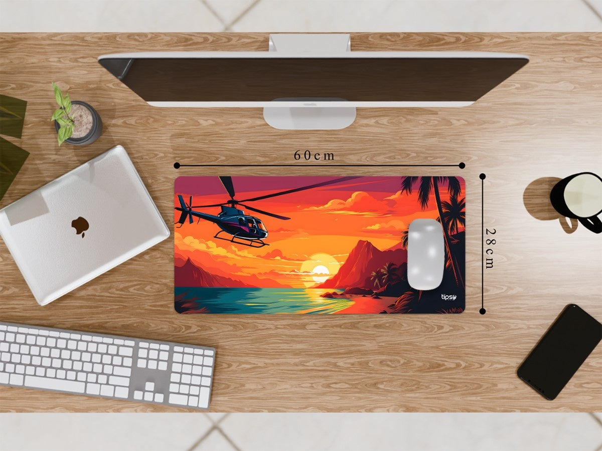 "HELICOPTER SUNSET TOPICAL RIVER COAST" Gaming Mousepad Elevate Your Gaming Experience