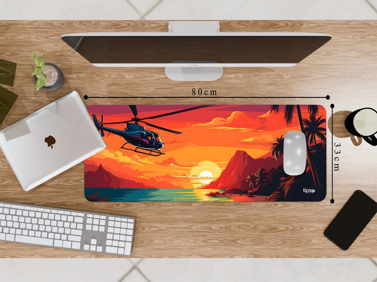 "HELICOPTER SUNSET TOPICAL RIVER COAST" Gaming Mousepad Elevate Your Gaming Experience