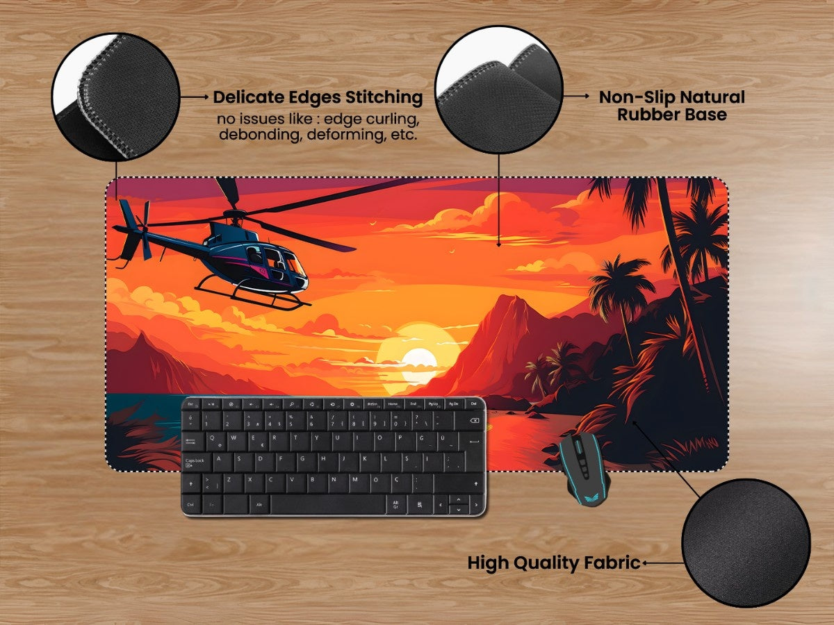 "HELICOPTER SUNSET TOPICAL RIVER COAST" Gaming Mousepad Elevate Your Gaming Experience