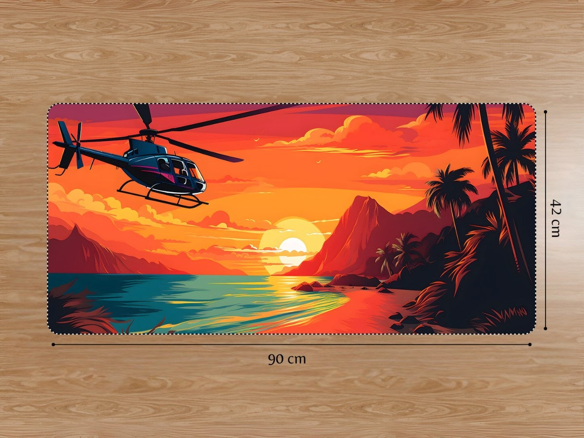 "HELICOPTER SUNSET TOPICAL RIVER COAST" Gaming Mousepad Elevate Your Gaming Experience