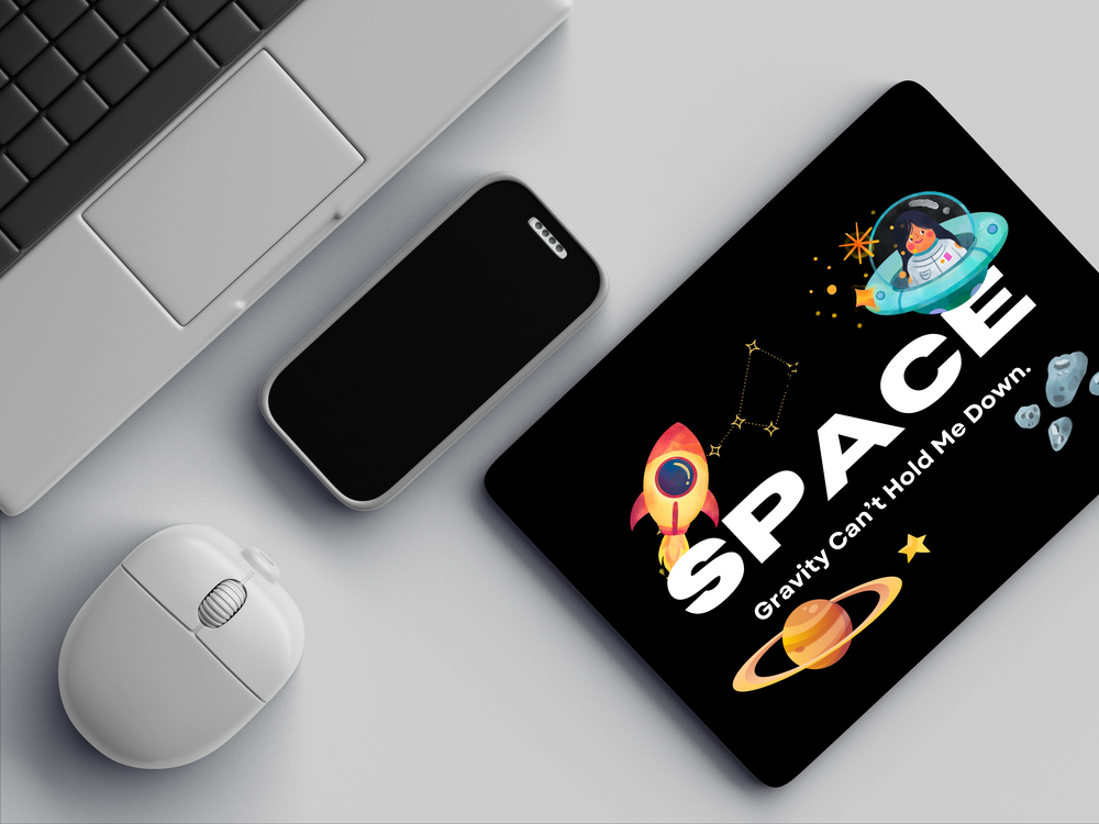 "SPACE - GRAVITY CAN'T HOLD ME DOWN" Mousepad Enhance Your Workspace with Style