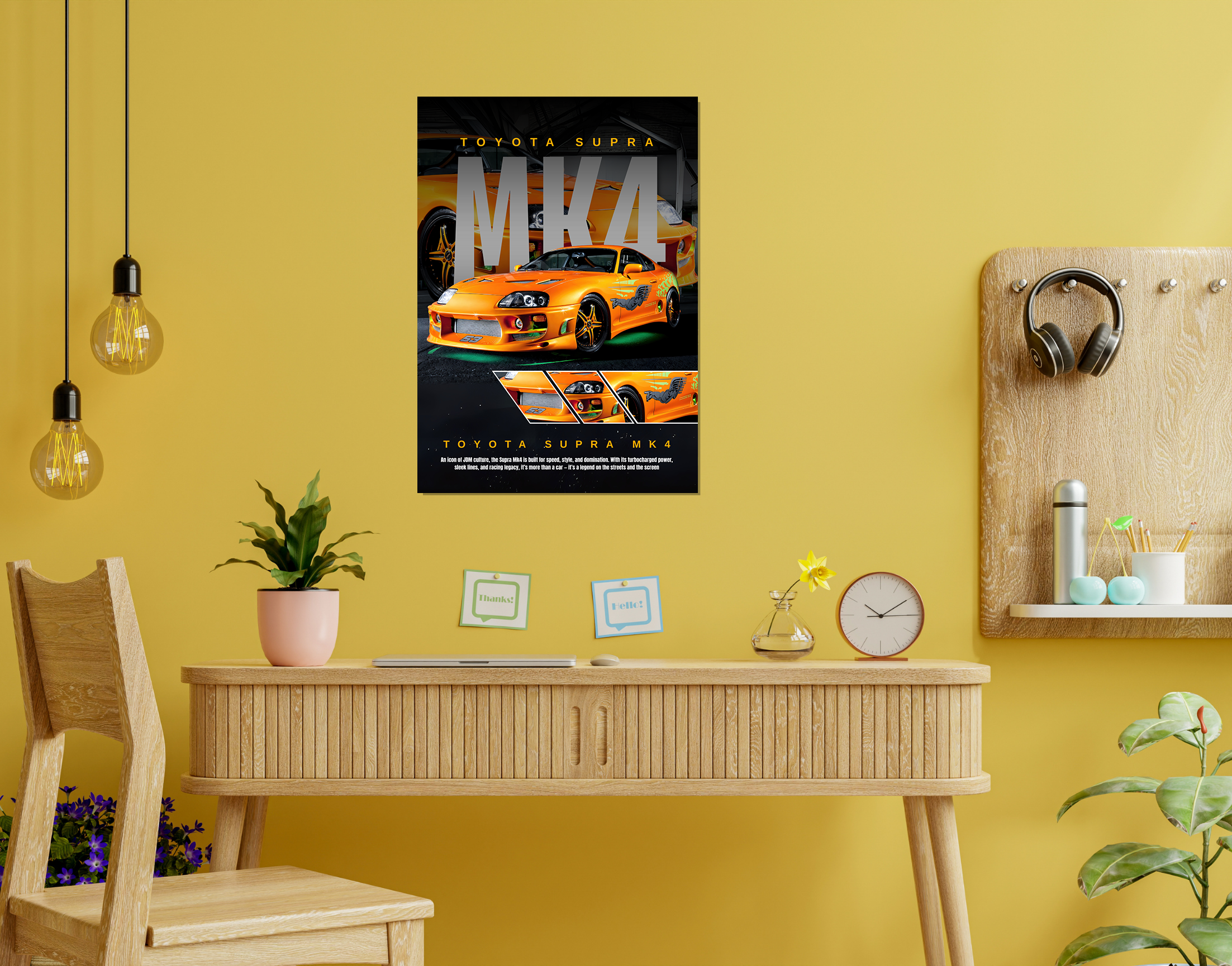 "MK4 TOYOTA SUPRA"- Shiny & Sturdy Metallic Poster  Art That Pops & Sticks