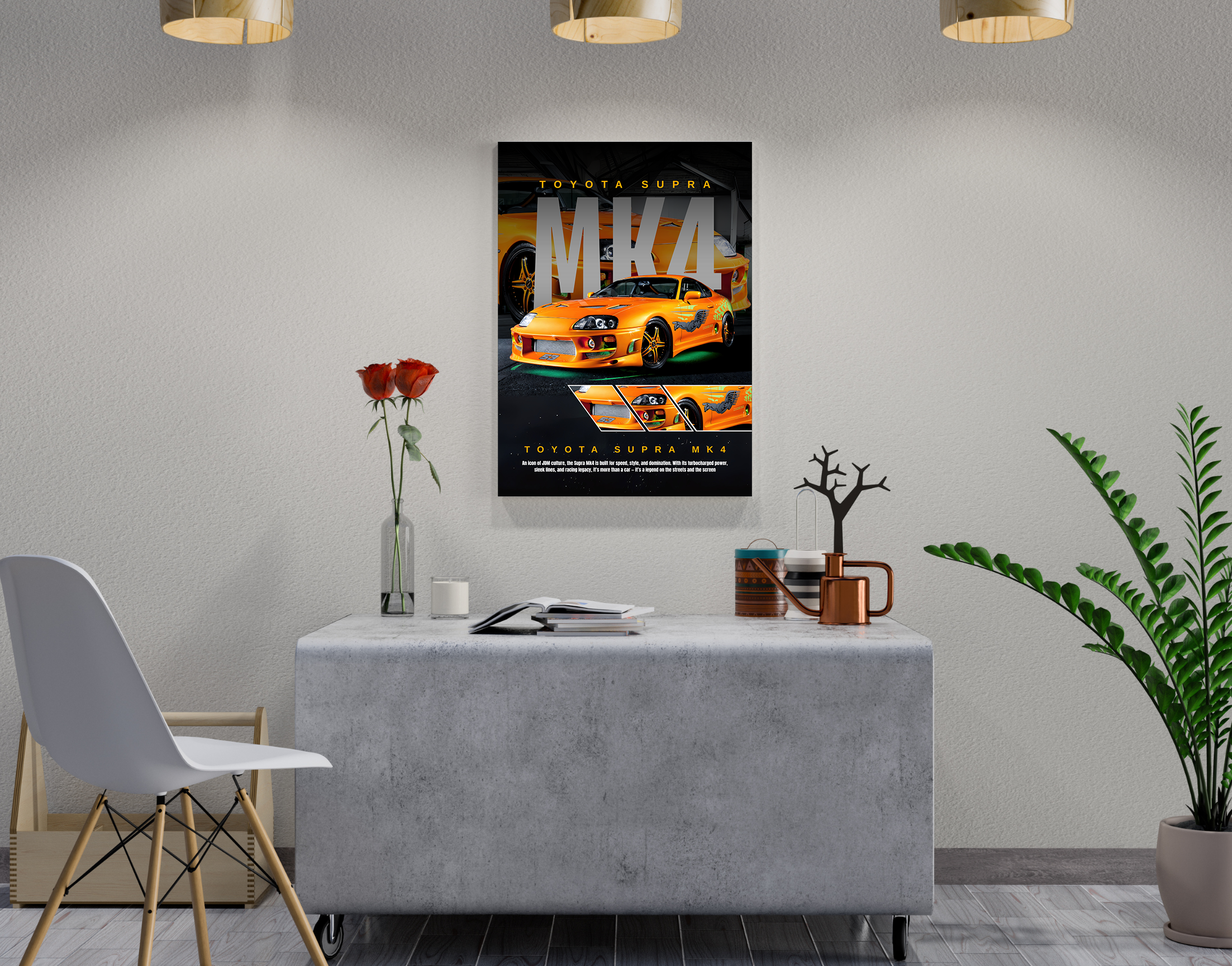 "MK4 TOYOTA SUPRA"- Shiny & Sturdy Metallic Poster  Art That Pops & Sticks