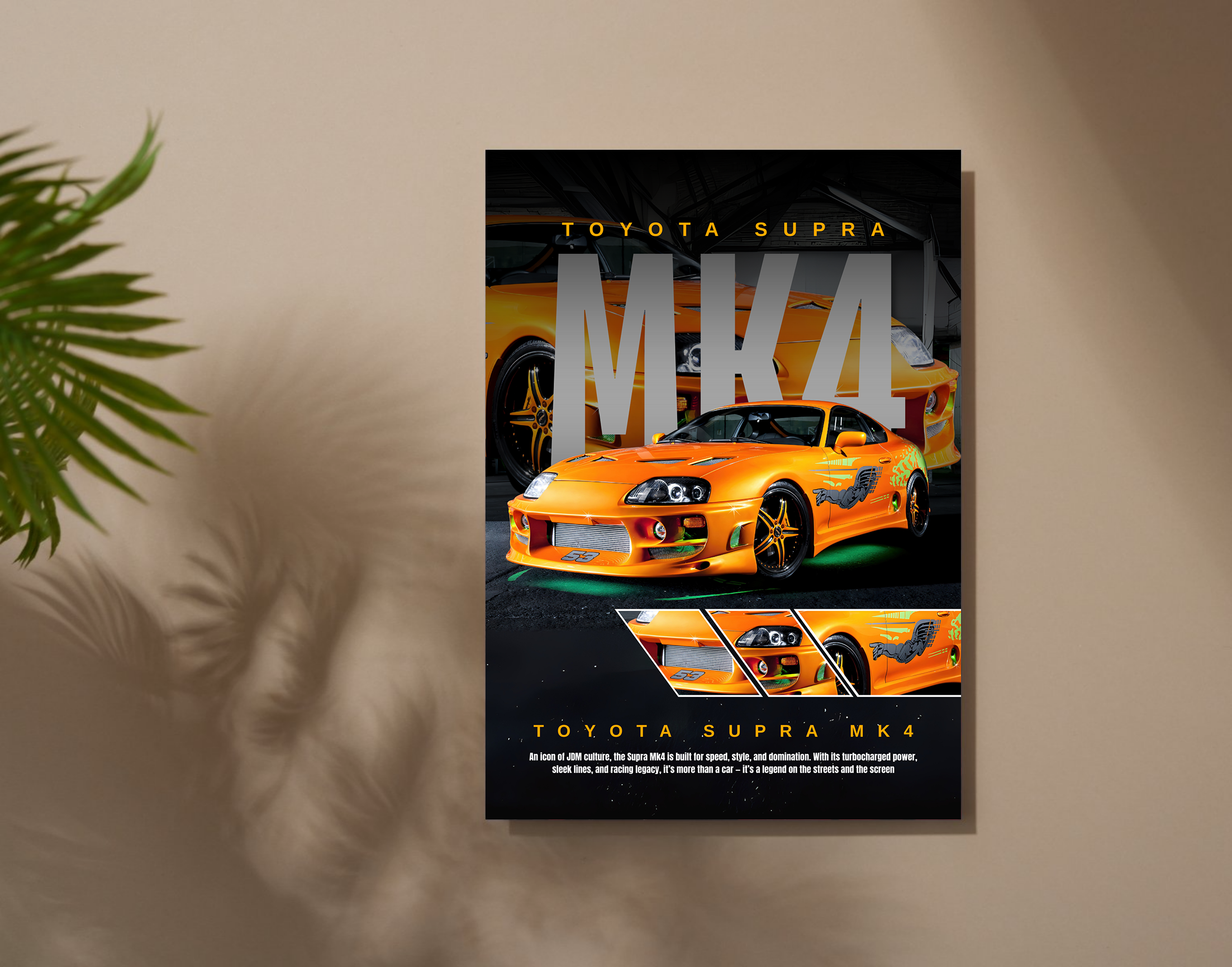 "MK4 TOYOTA SUPRA"- Shiny & Sturdy Metallic Poster  Art That Pops & Sticks