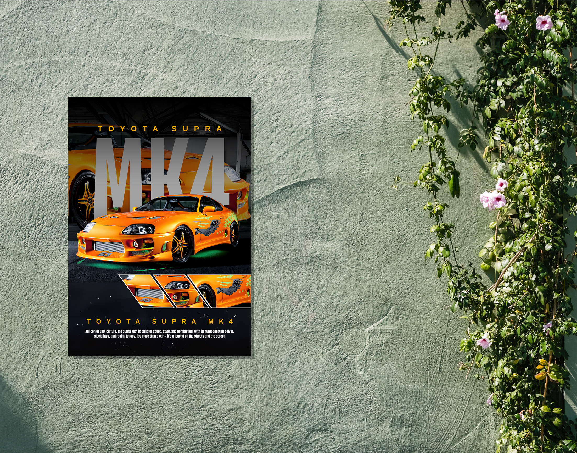 "MK4 TOYOTA SUPRA"- Shiny & Sturdy Metallic Poster  Art That Pops & Sticks
