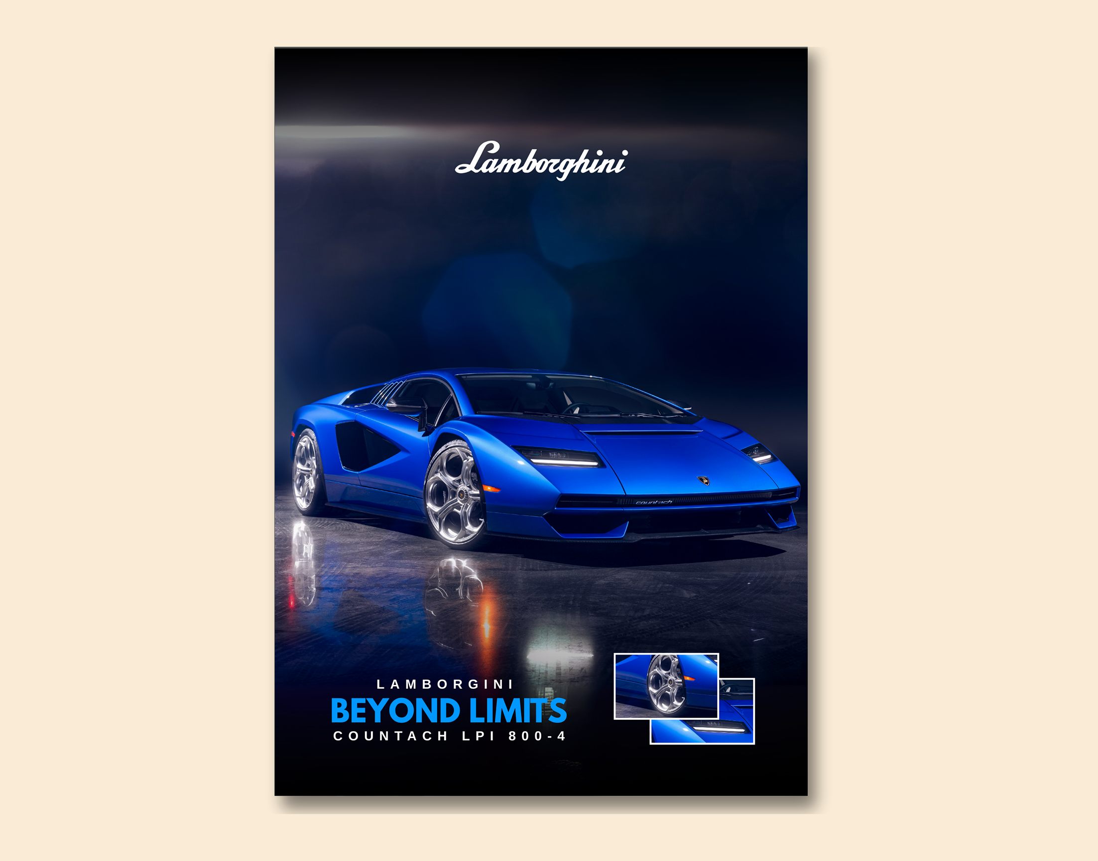 "Lamborghini Countach LPI 800-4"- Shiny & Sturdy Metallic Poster  Art That Pops & Sticks