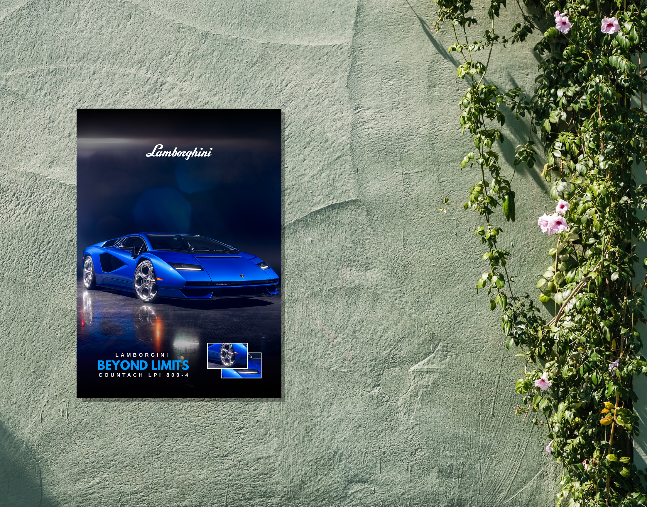 "Lamborghini Countach LPI 800-4"- Shiny & Sturdy Metallic Poster  Art That Pops & Sticks