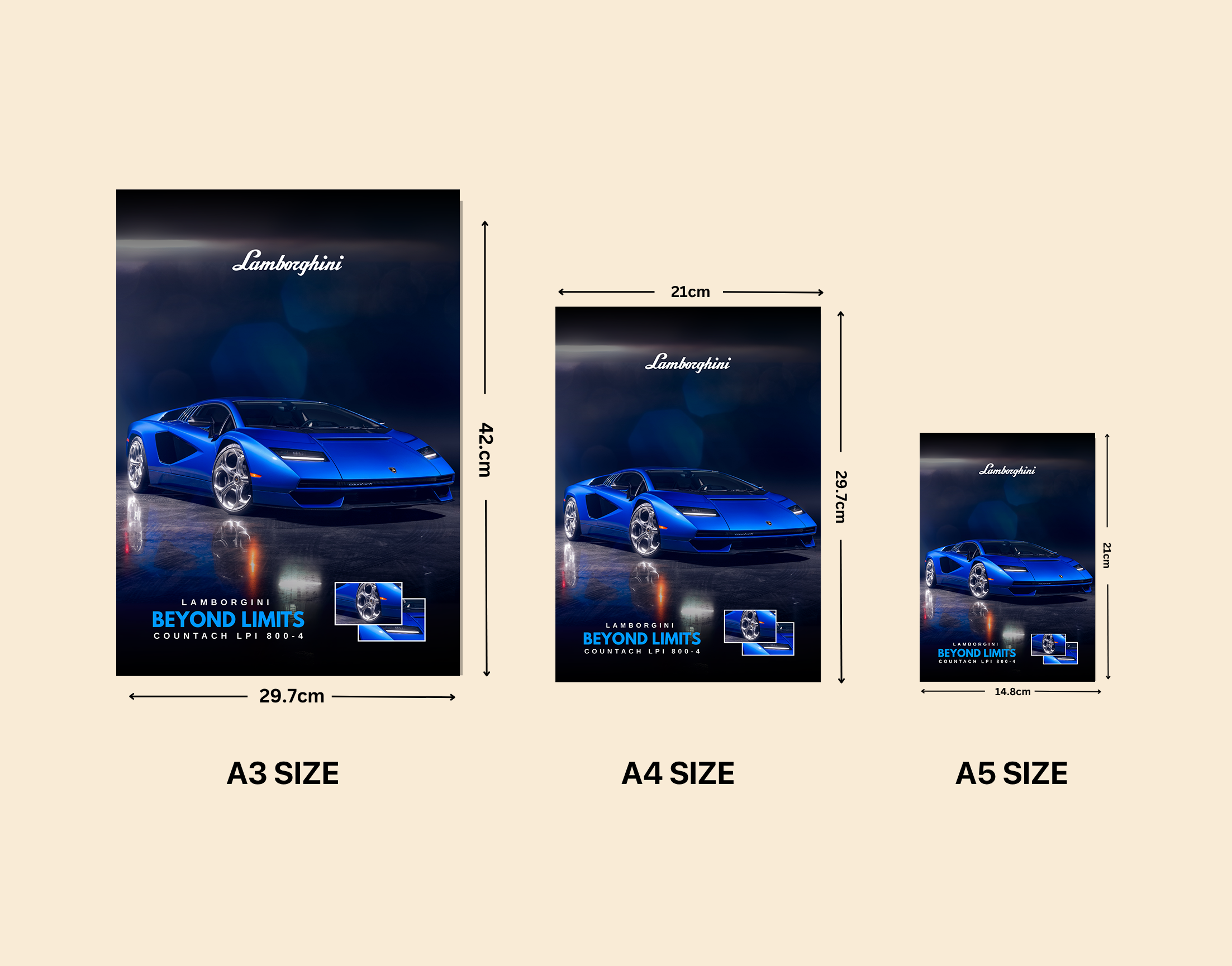 "Lamborghini Countach LPI 800-4"- Shiny & Sturdy Metallic Poster  Art That Pops & Sticks