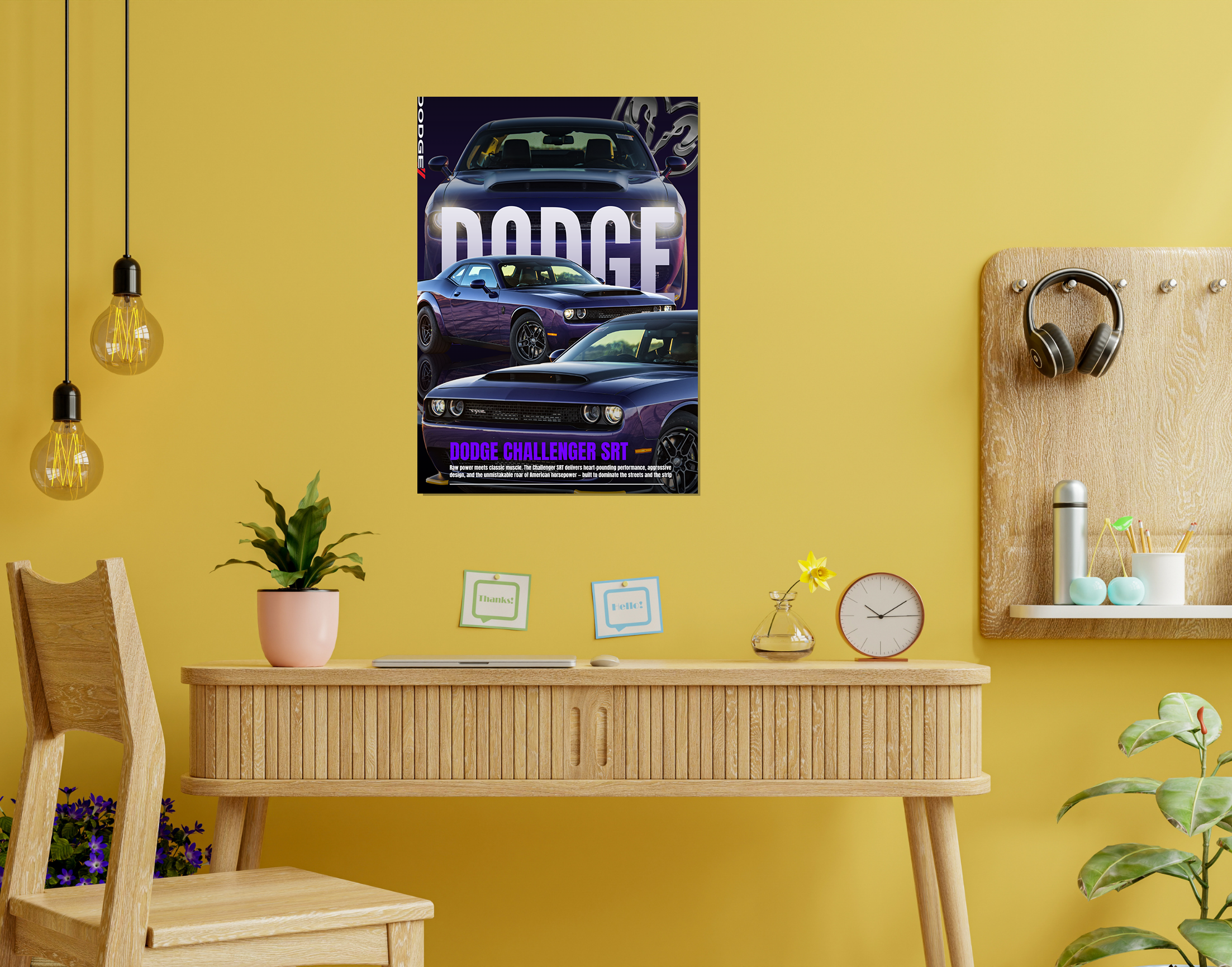 "CHALLENGER SRT - DODGE"- Shiny & Sturdy Metallic Poster  Art That Pops & Sticks