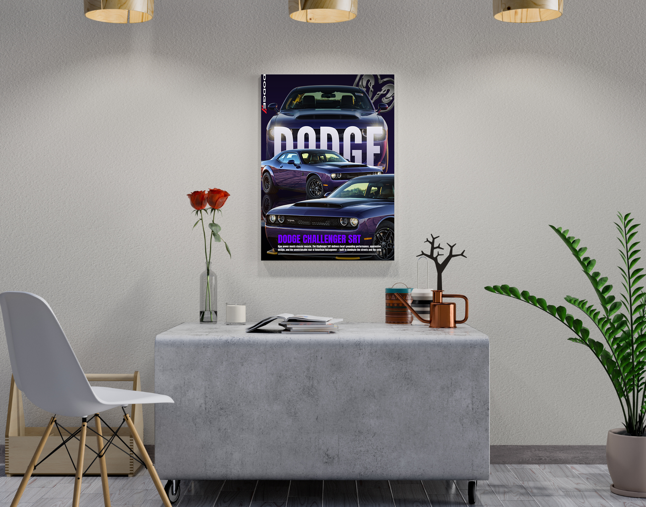 "CHALLENGER SRT - DODGE"- Shiny & Sturdy Metallic Poster  Art That Pops & Sticks