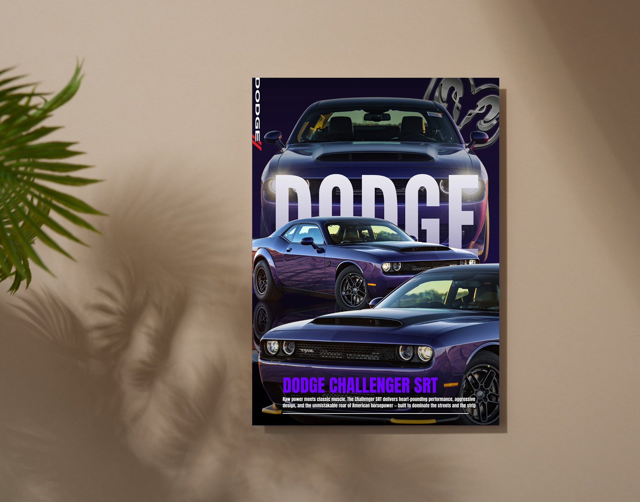 "CHALLENGER SRT - DODGE"- Shiny & Sturdy Metallic Poster  Art That Pops & Sticks