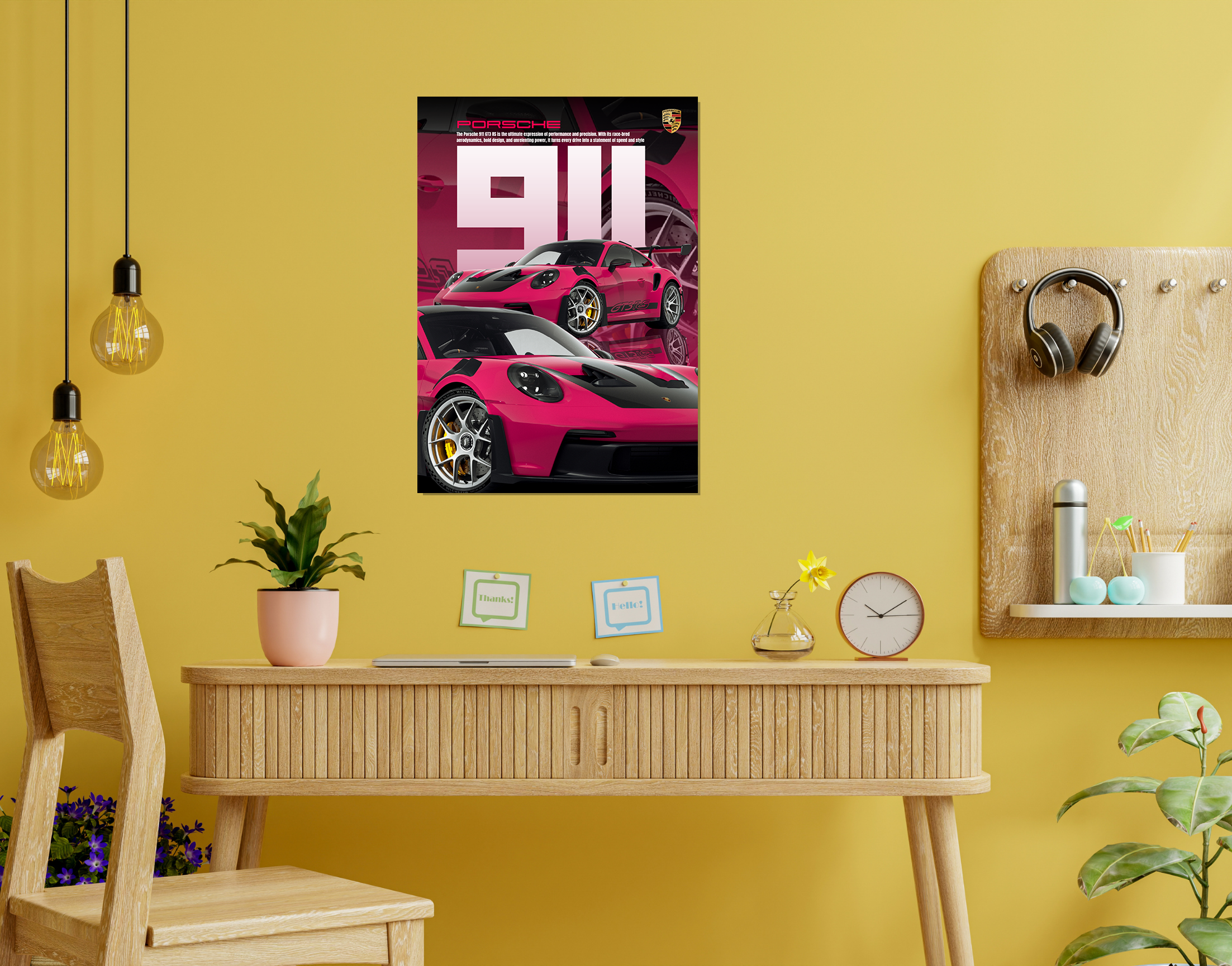 "PORSCHE GT3 - STATEMENT OF SPEED"- Shiny & Sturdy Metallic Poster  Art That Pops & Sticks