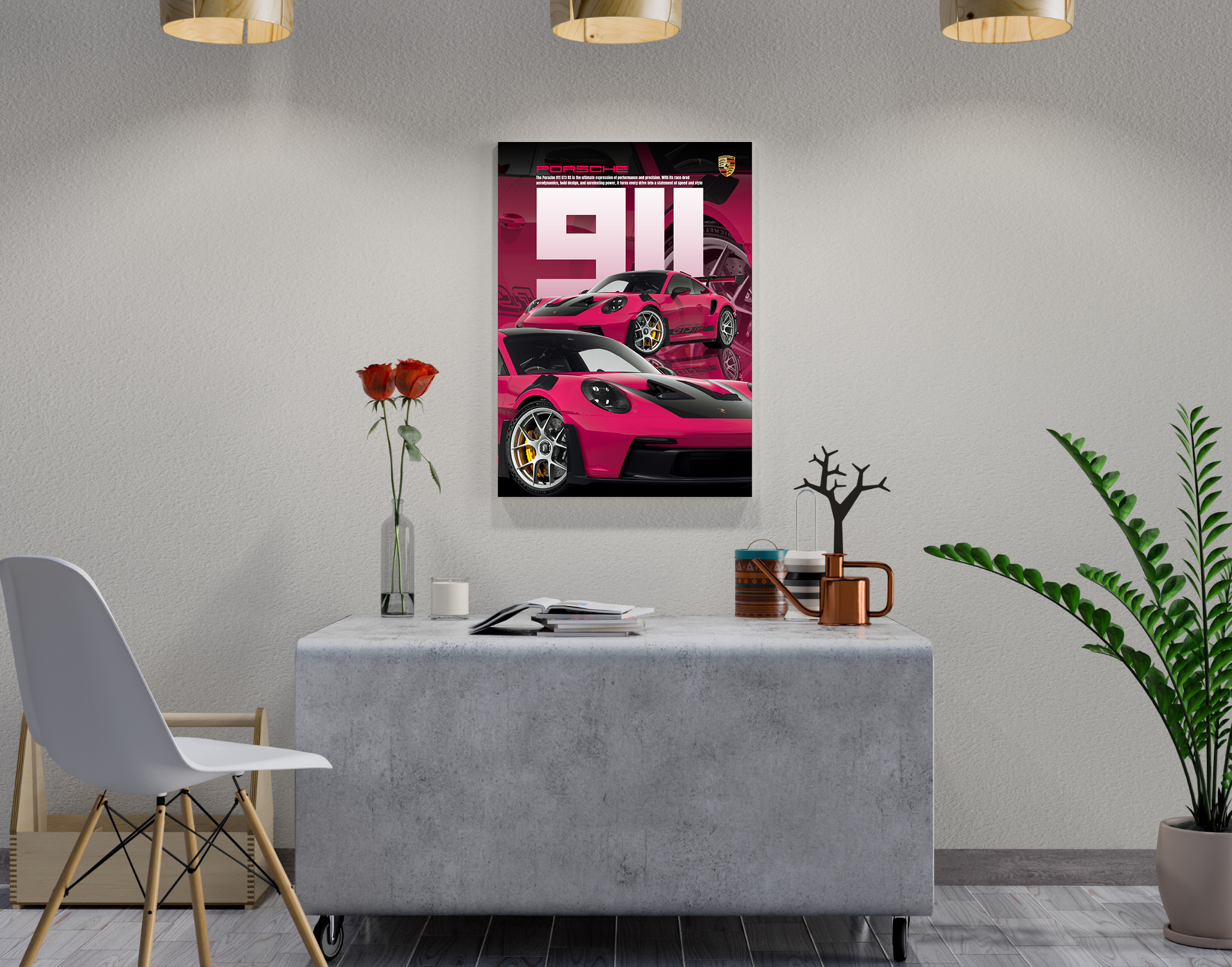 "PORSCHE GT3 - STATEMENT OF SPEED"- Shiny & Sturdy Metallic Poster  Art That Pops & Sticks