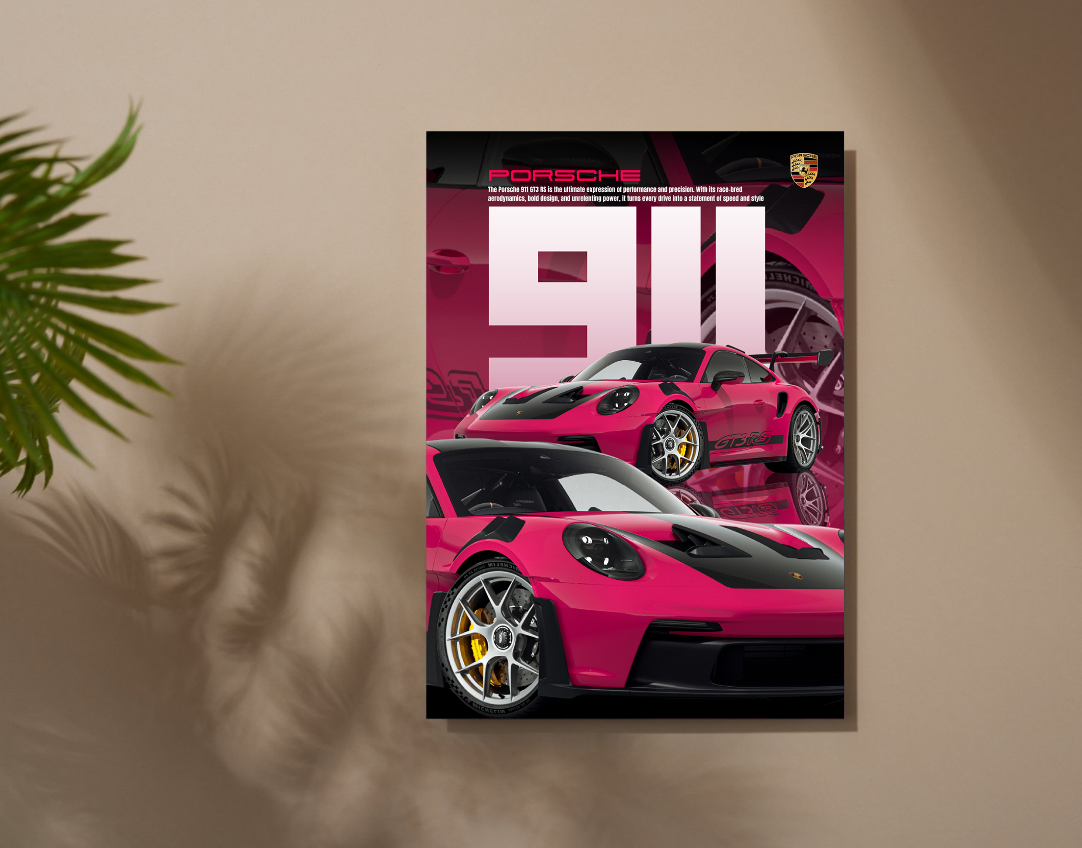 "PORSCHE GT3 - STATEMENT OF SPEED"- Shiny & Sturdy Metallic Poster  Art That Pops & Sticks