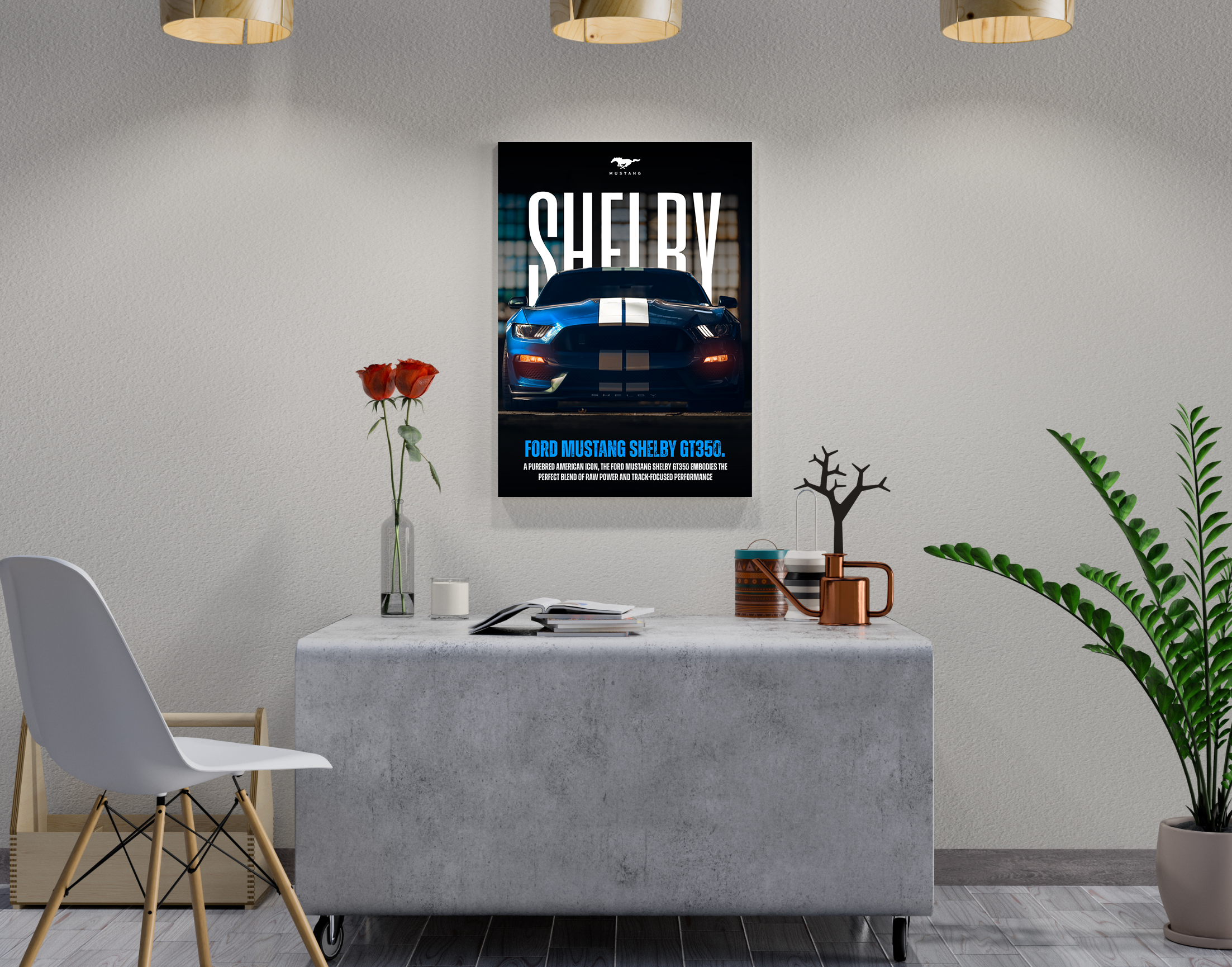 "SHELBY GT350 - FORD"- Shiny & Sturdy Metallic Poster  Art That Pops & Sticks
