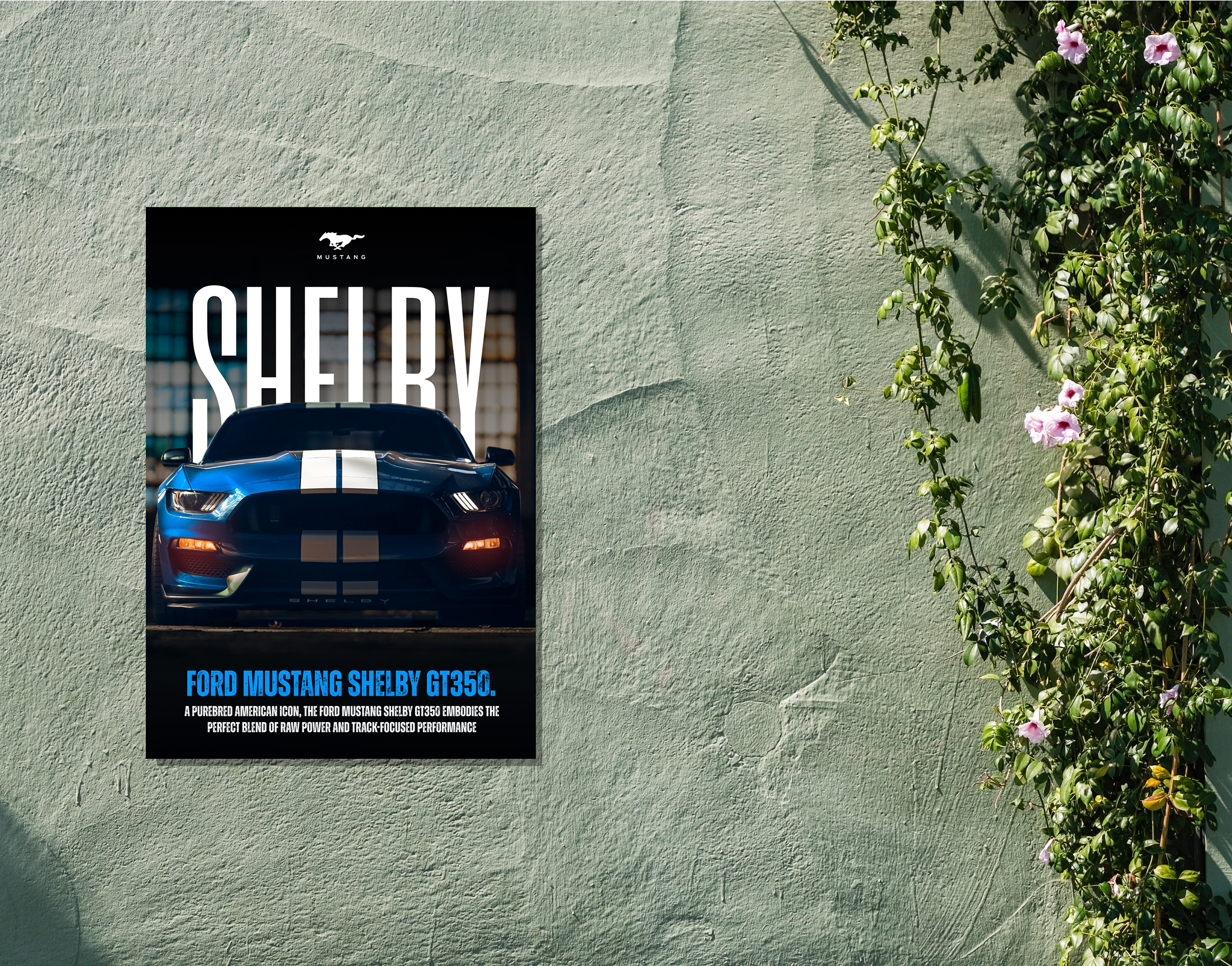 "SHELBY GT350 - FORD"- Shiny & Sturdy Metallic Poster  Art That Pops & Sticks