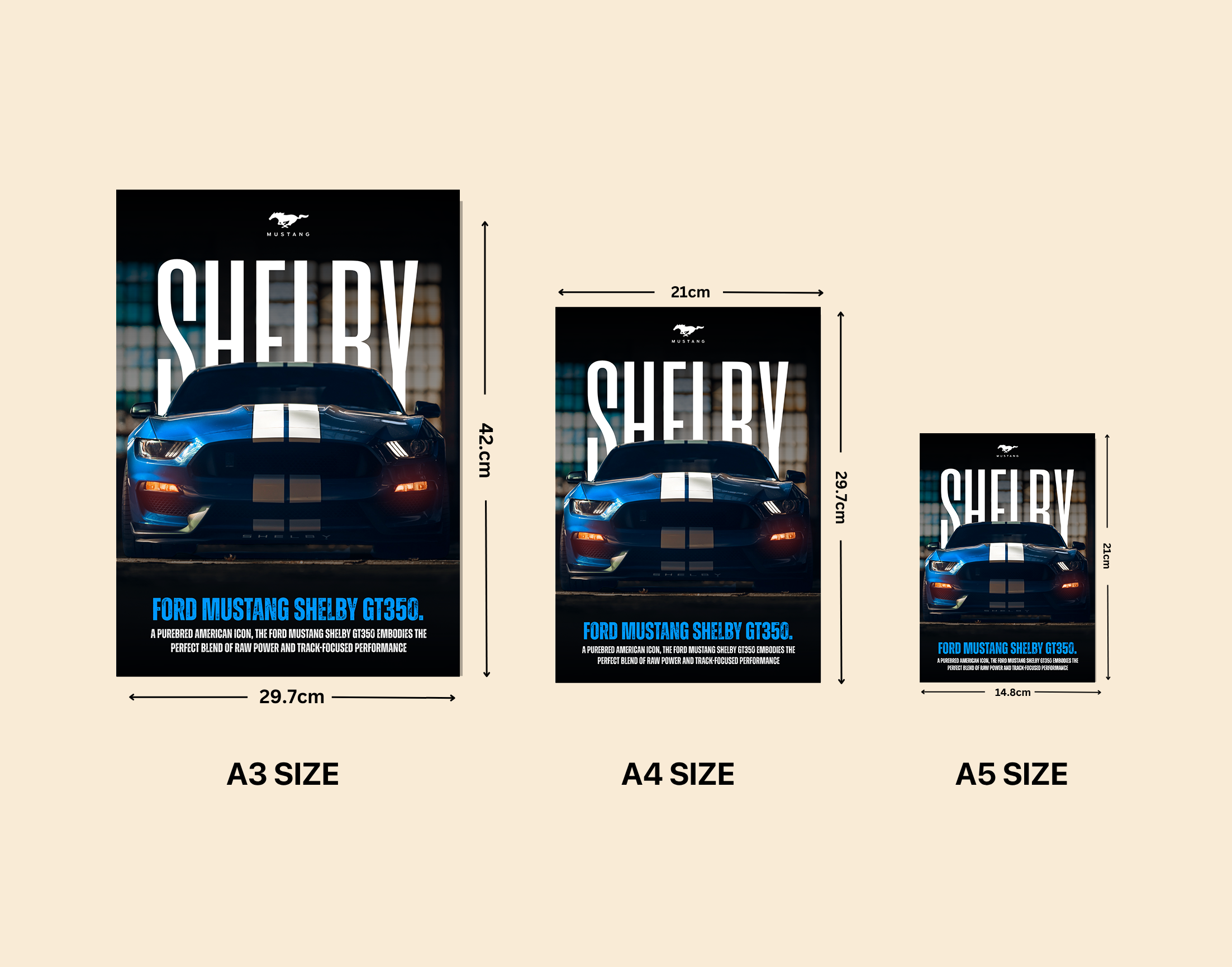"SHELBY GT350 - FORD"- Shiny & Sturdy Metallic Poster  Art That Pops & Sticks