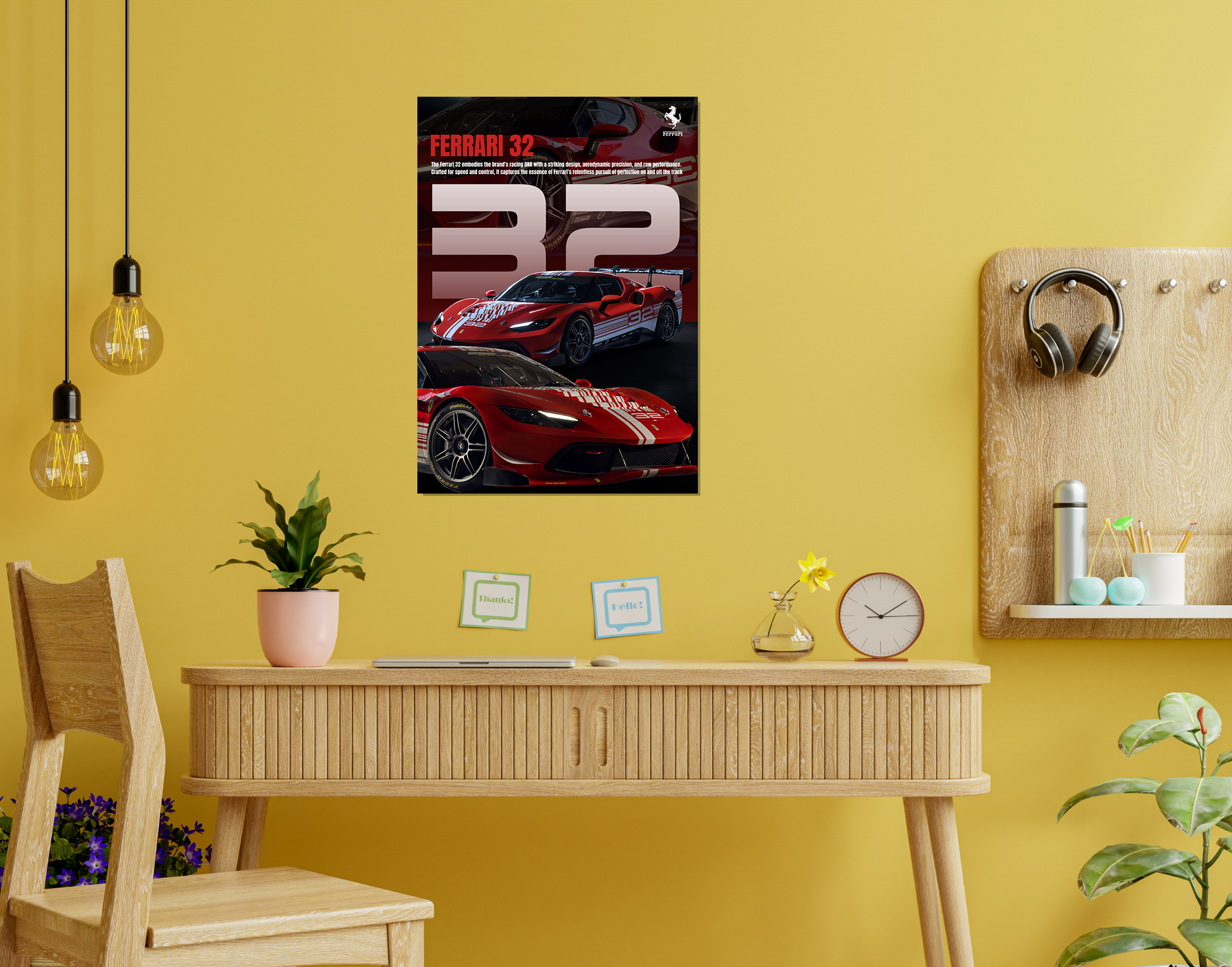 "FERRARI 32"- Shiny & Sturdy Metallic Poster  Art That Pops & Sticks