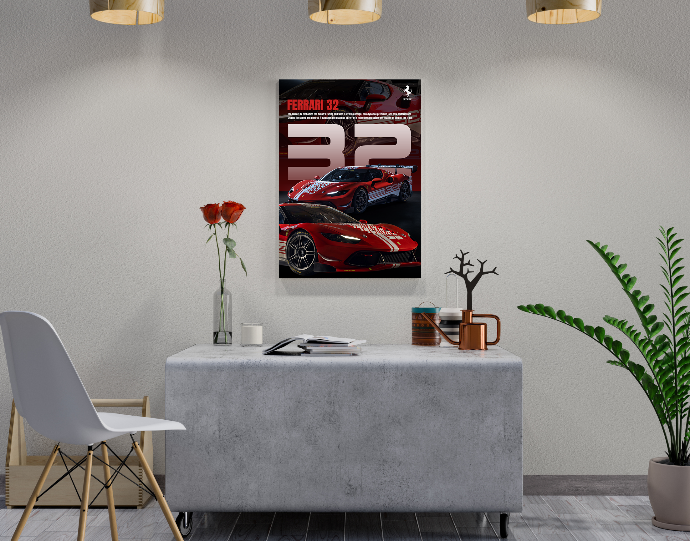"FERRARI 32"- Shiny & Sturdy Metallic Poster  Art That Pops & Sticks