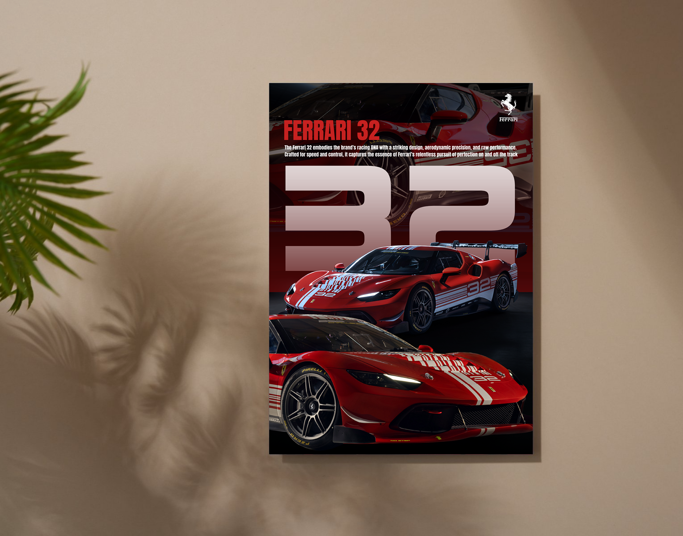 "FERRARI 32"- Shiny & Sturdy Metallic Poster  Art That Pops & Sticks