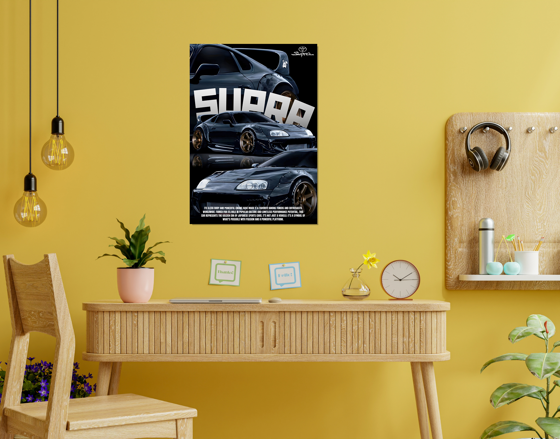 "SUPRA - SPORTS CAR"- Shiny & Sturdy Metallic Poster  Art That Pops & Sticks