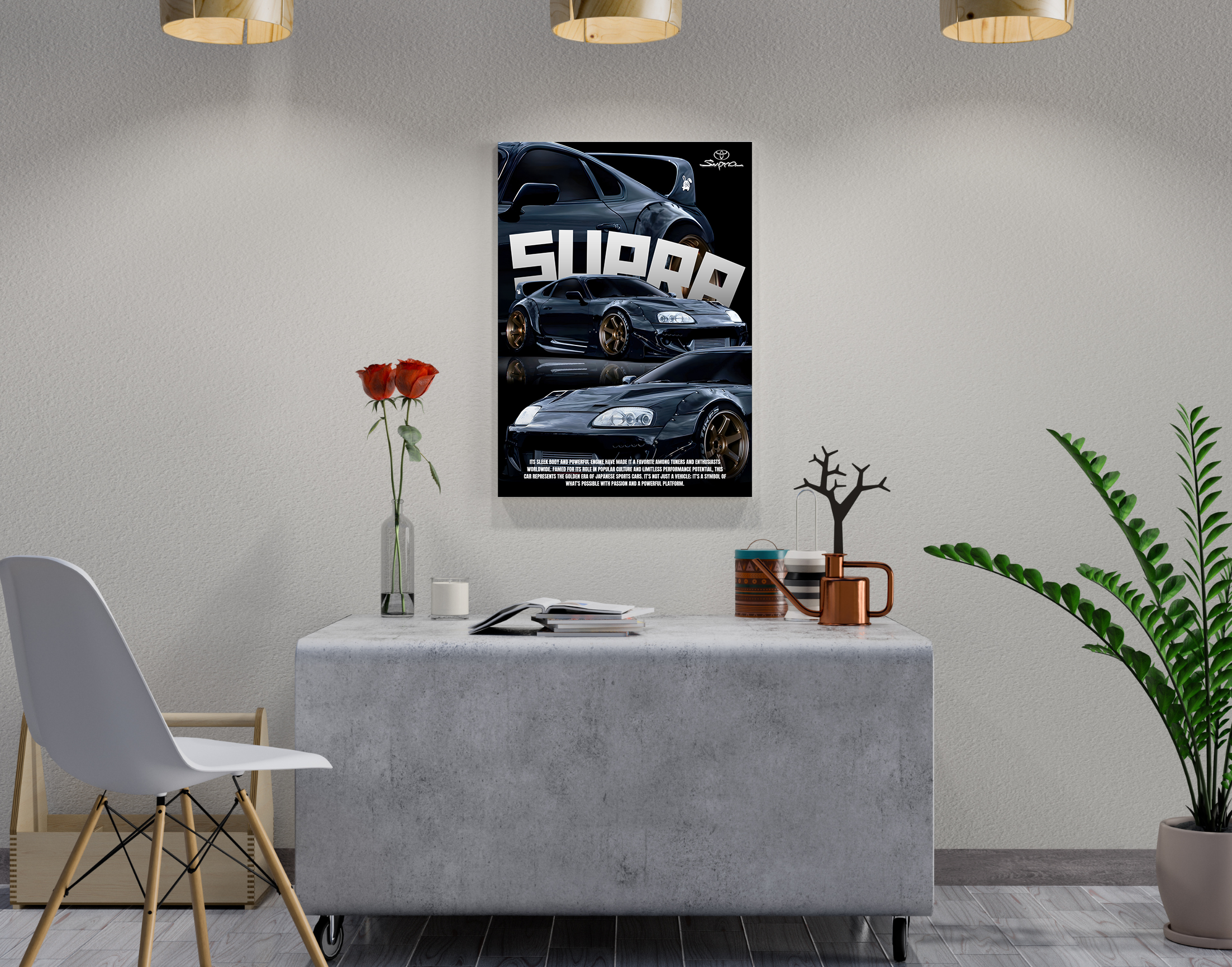 "SUPRA - SPORTS CAR"- Shiny & Sturdy Metallic Poster  Art That Pops & Sticks